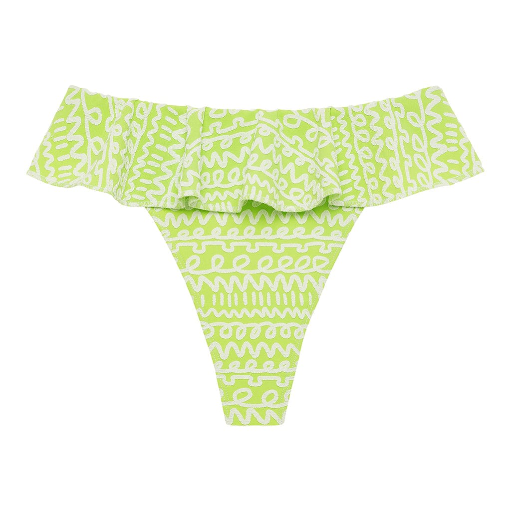 Women’s Green / White Lime Icing Tamarindo Ruffle Bikini Bottom Extra Large Montce Swim