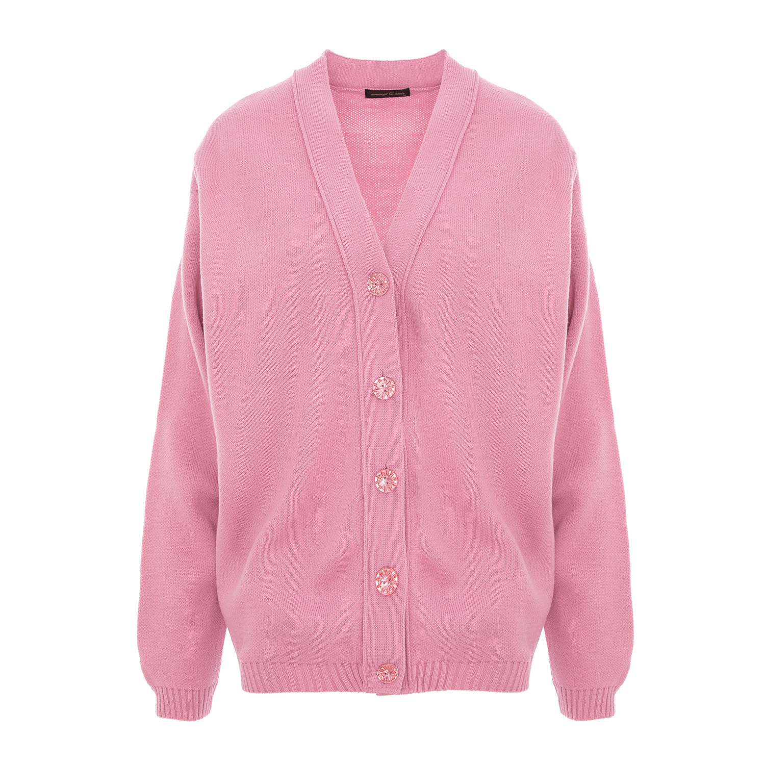 Concept A Trois Women's Pink / Purple Pink V-neck Knitted Cardigan With Crystal Buttons In Pink/purple