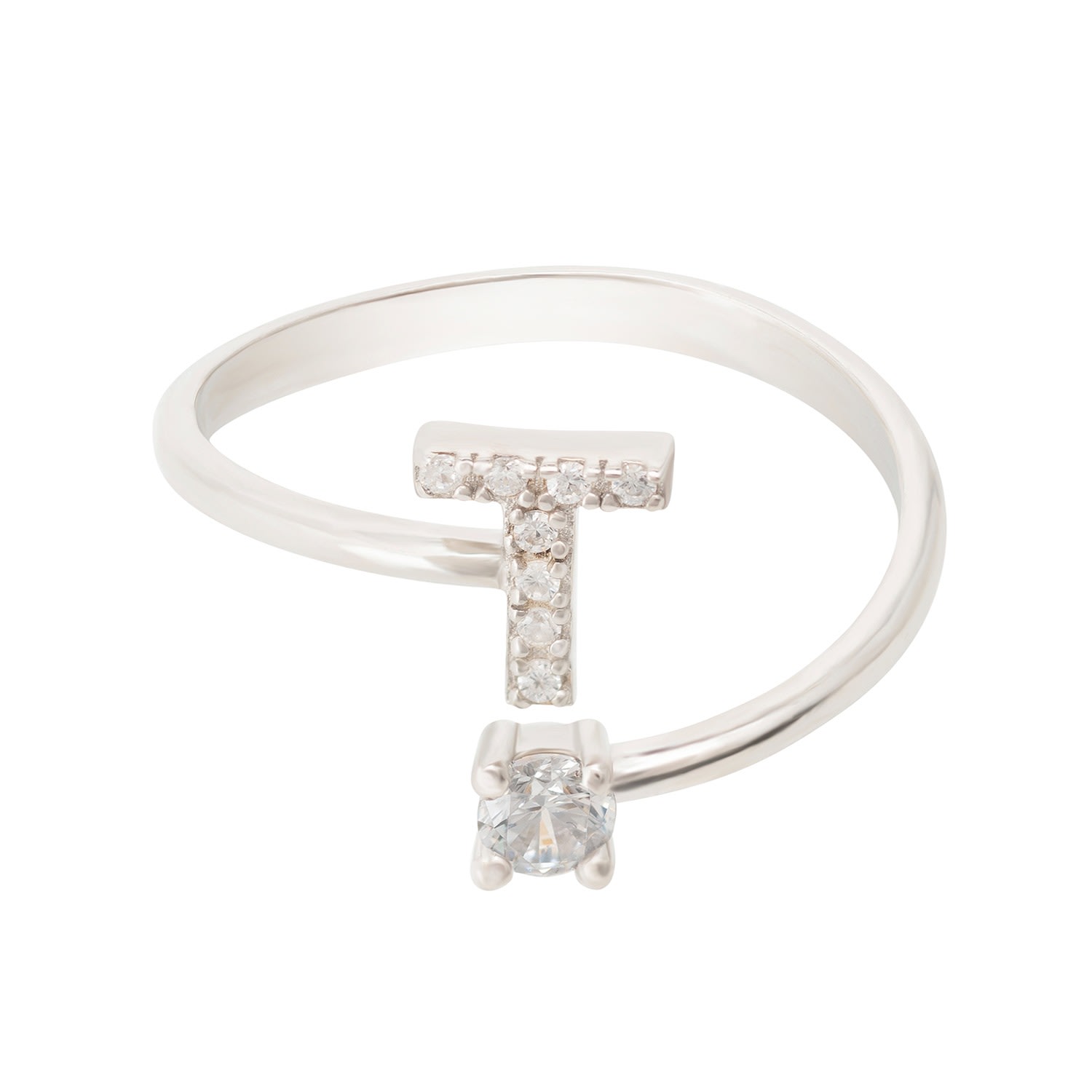 Women’s White / Silver Initial Ring Silver T Latelita