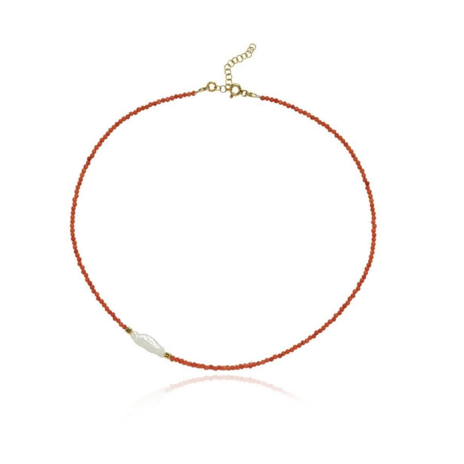 Linya Jewellery Women's Kely Red Coral Pearl Necklace