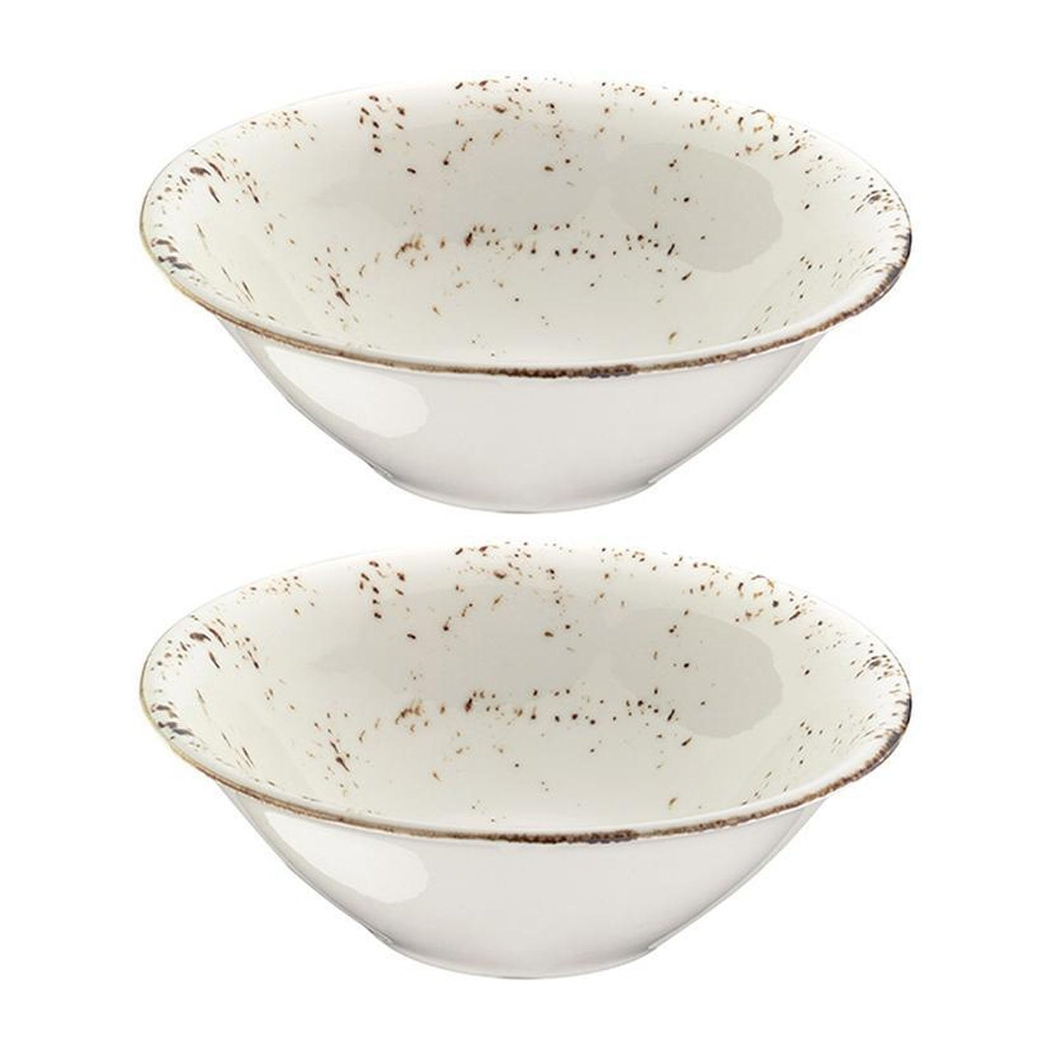 Turgla Home White / Brown Grain Round Decorated Porcelain Bowl, Set Of Two