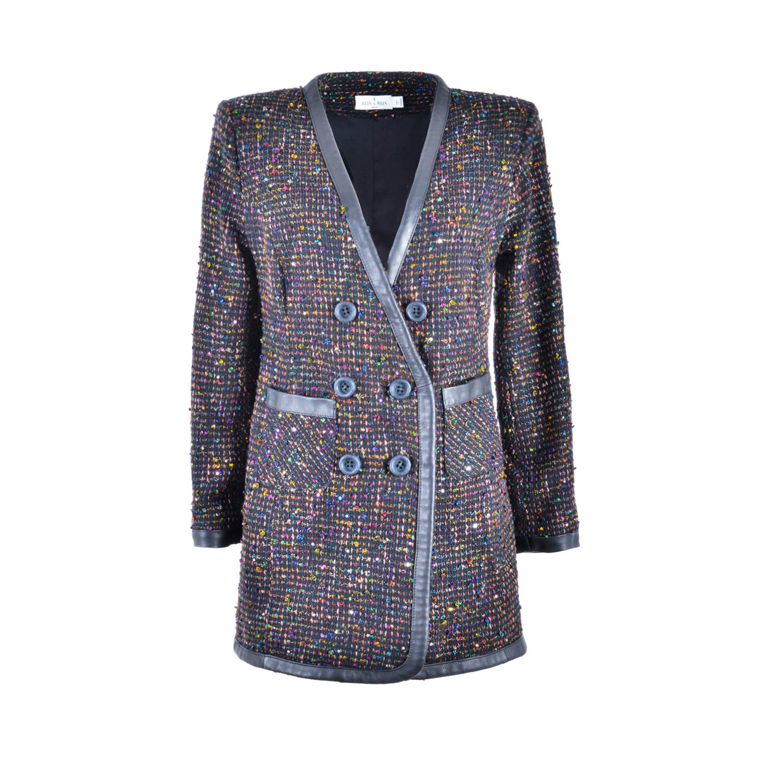 Women’s Black Sequinned BouclÃ© Tweed Blazer Dress Small Rua & Rua