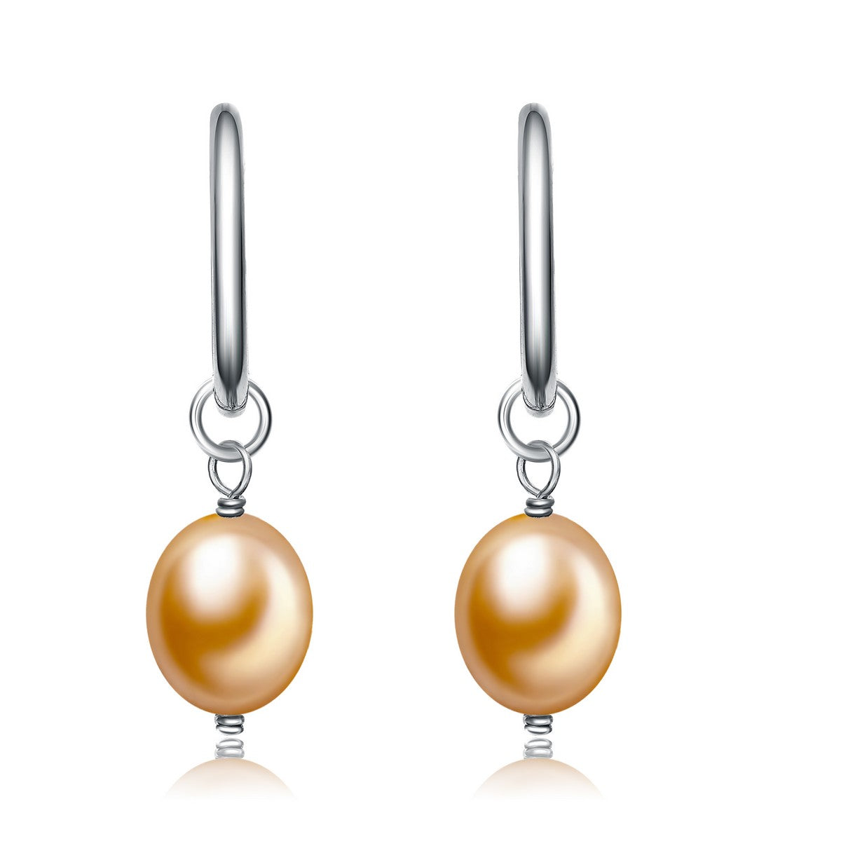 Women’s Yellow / Orange / Silver Sterling Silver Yellow Pearl Drop Earrings Genevive Jewelry