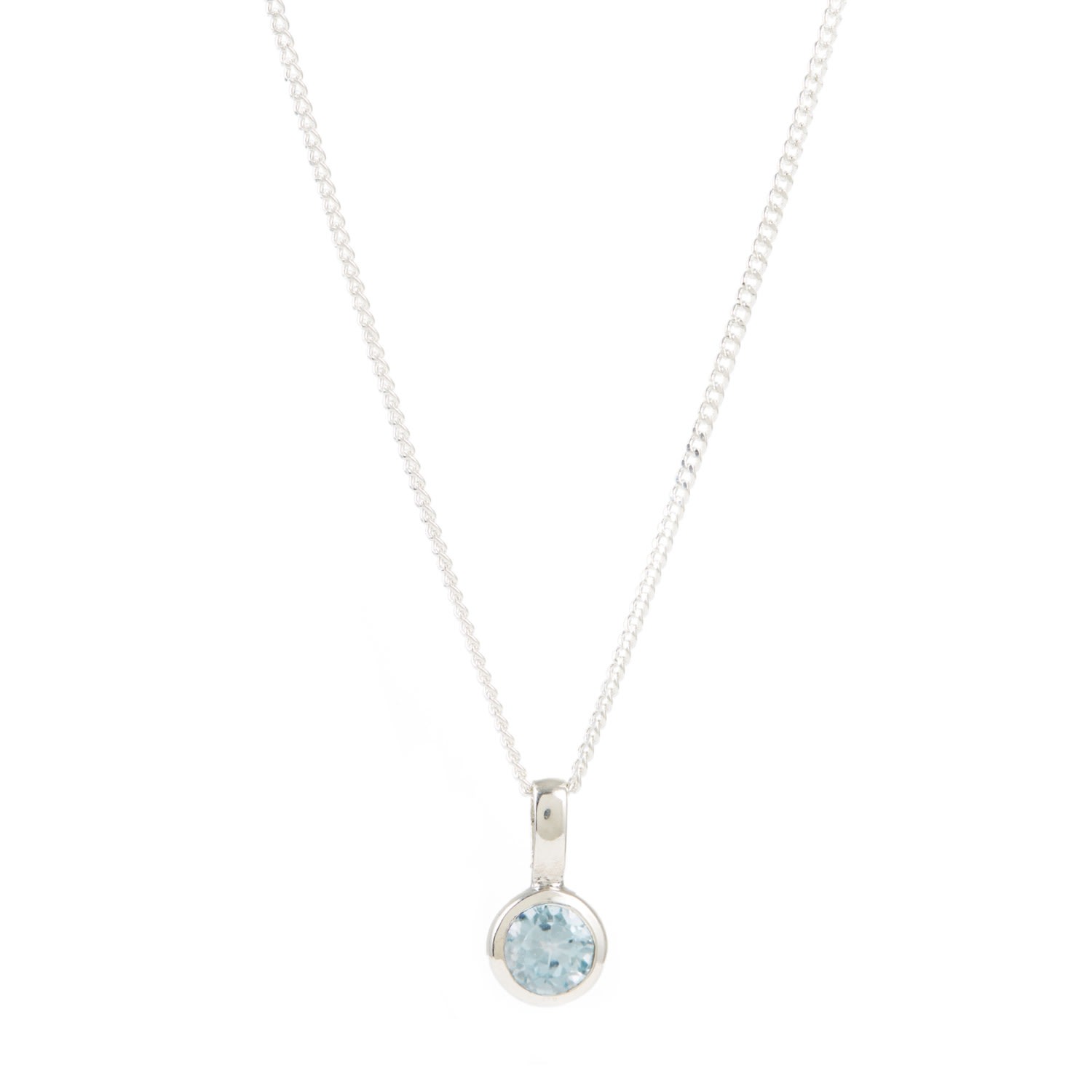 Women’s November Birthstone Charm Silver Necklace - Blue Topaz Charlotte’s Web Jewellery