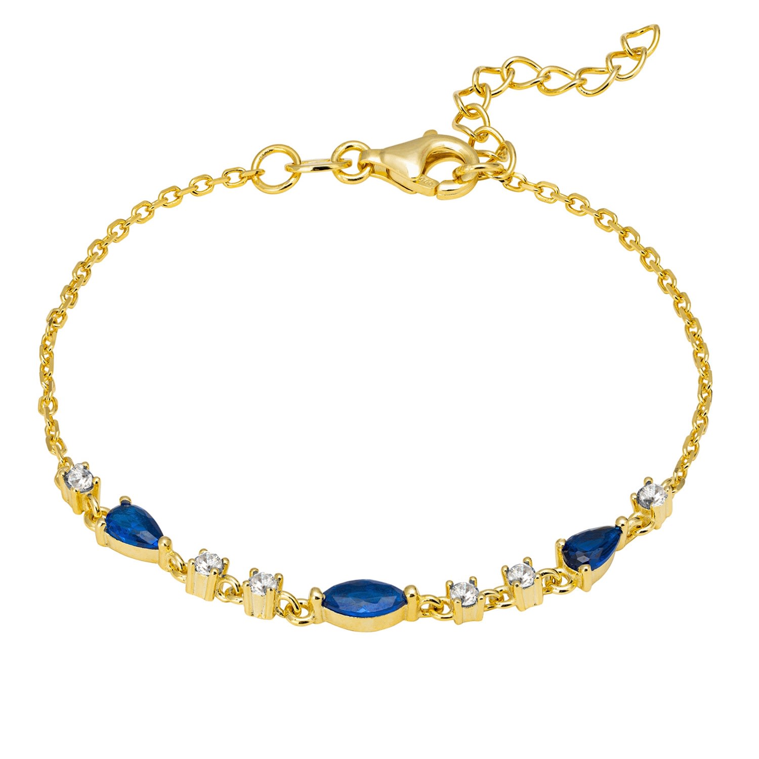 Women’s White / Blue / Gold Olivia Gemstone Bracelets Gold Sapphire & White Cz Latelita