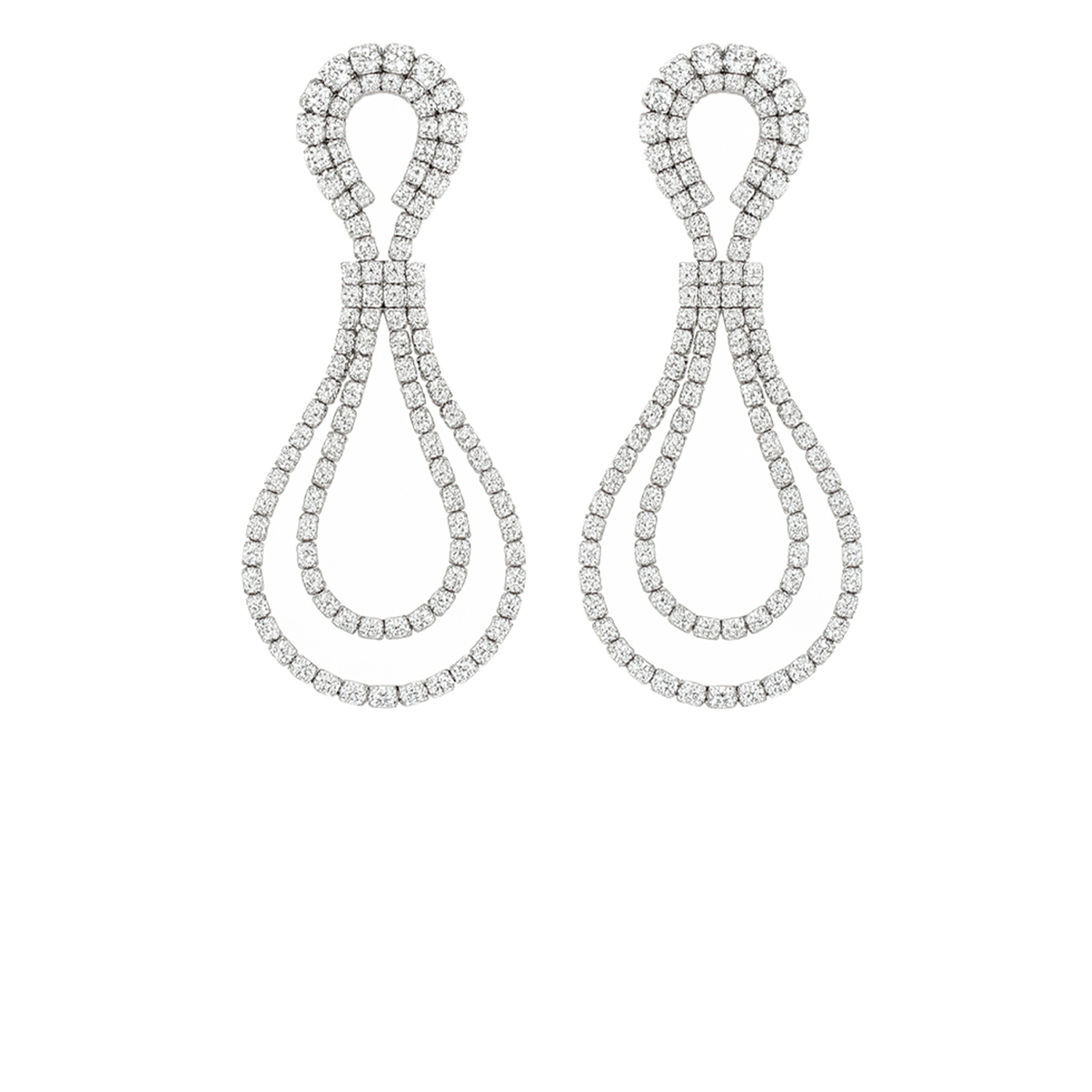 The Gala Women's White Double Loop Crystal Drop Earrings In Metallic