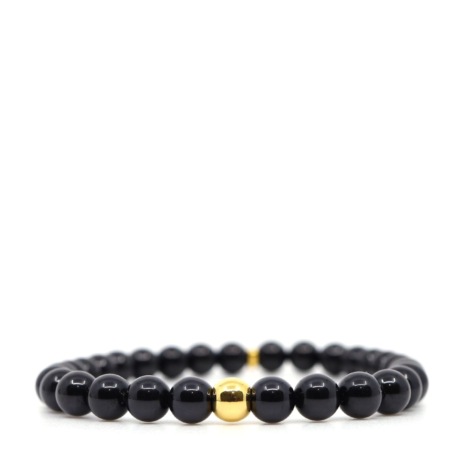 Shar Oke Men's Black / Gold Black Spinel & 24k Pure Gold Ball Bracelet In Black