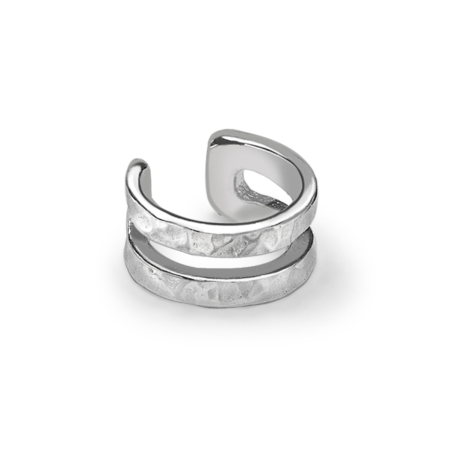 Dower & Hall Silver Men's Double Bar Nomad Ear Cuff In Metallic