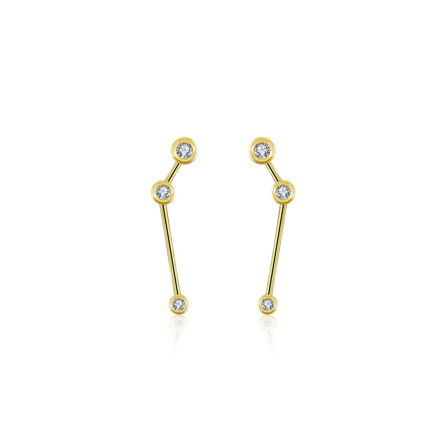 Women’s Aries Zodiac Constellation Earring 18K Yellow Gold & Diamond Genevieve Collection