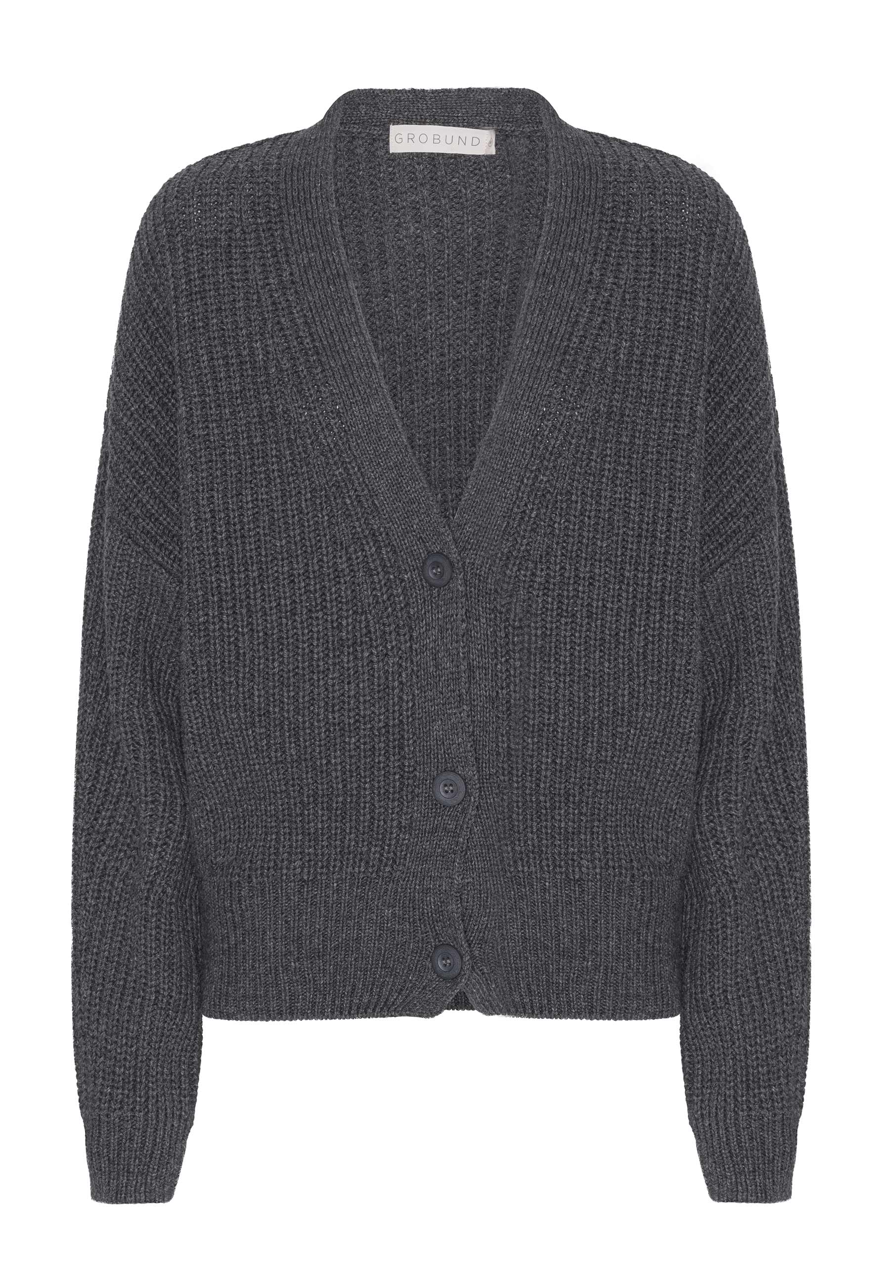 Grobund Women's  Julie Knit Cardigan - The One In Grey Wool In Grey