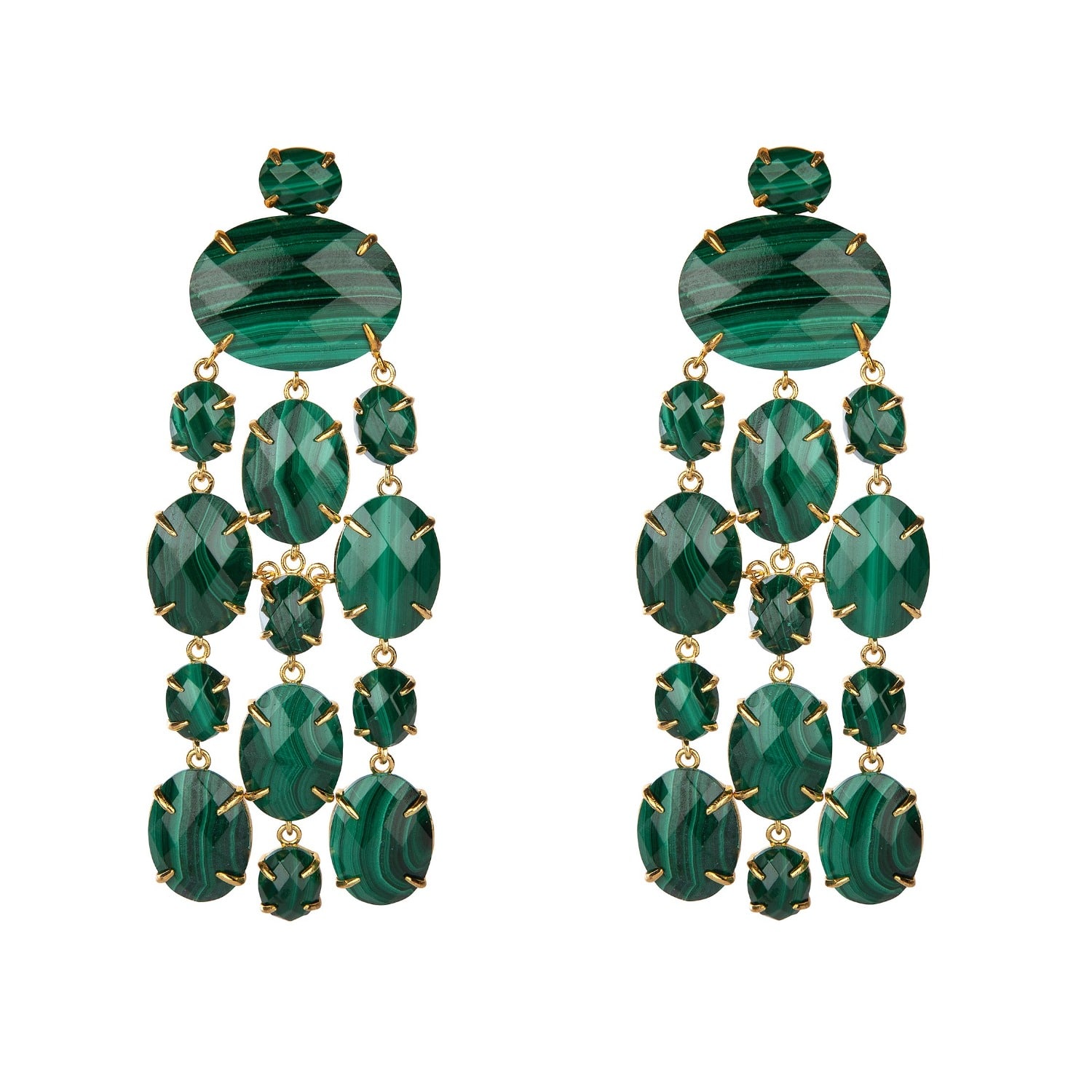 Bounkit Women's Green Marysol Earrings Malachite Clip On