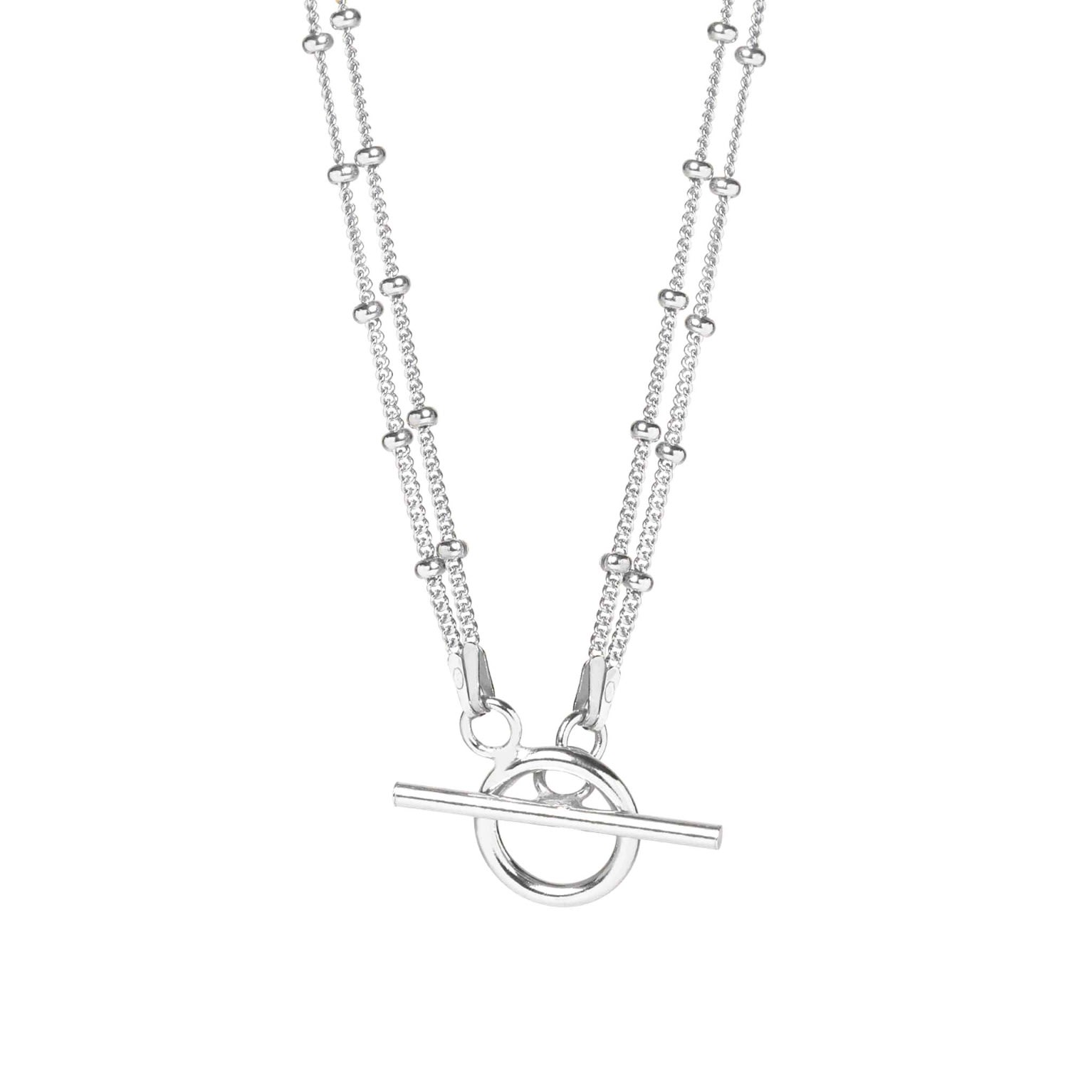 Muru Women's T-bar Beaded Necklace Silver In Silver