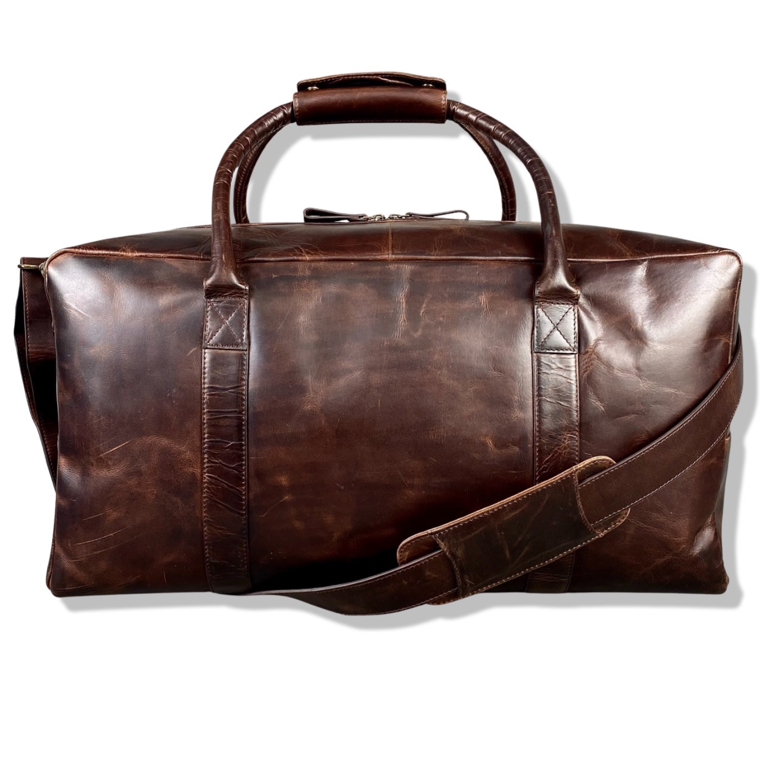 Men’s Brown Large Cognac Leather Weekend Holdall Leatherco.