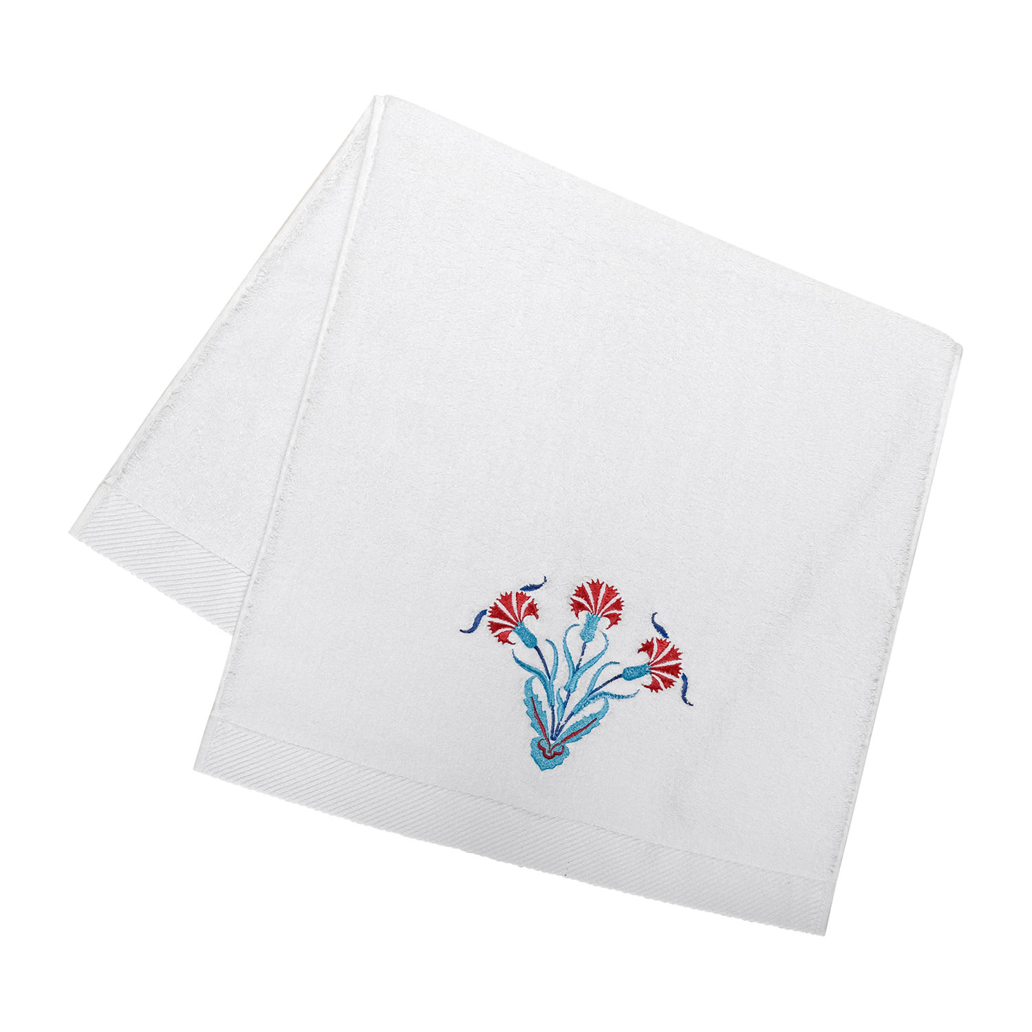 Km Home Collection White Clove Embroidery Face Towel In White