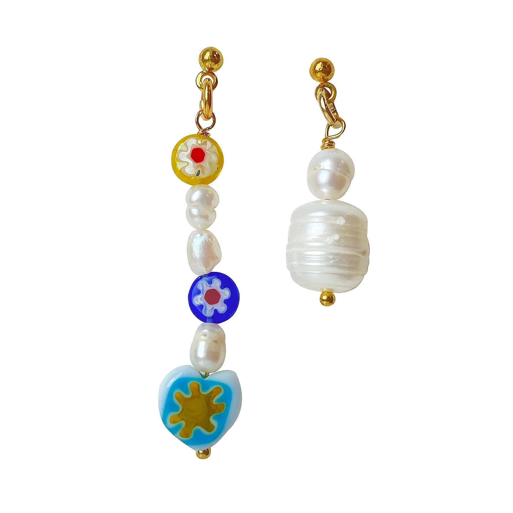 Women’s Gold / White Millefiori Pearl Earrings Sophie Smilla Brav