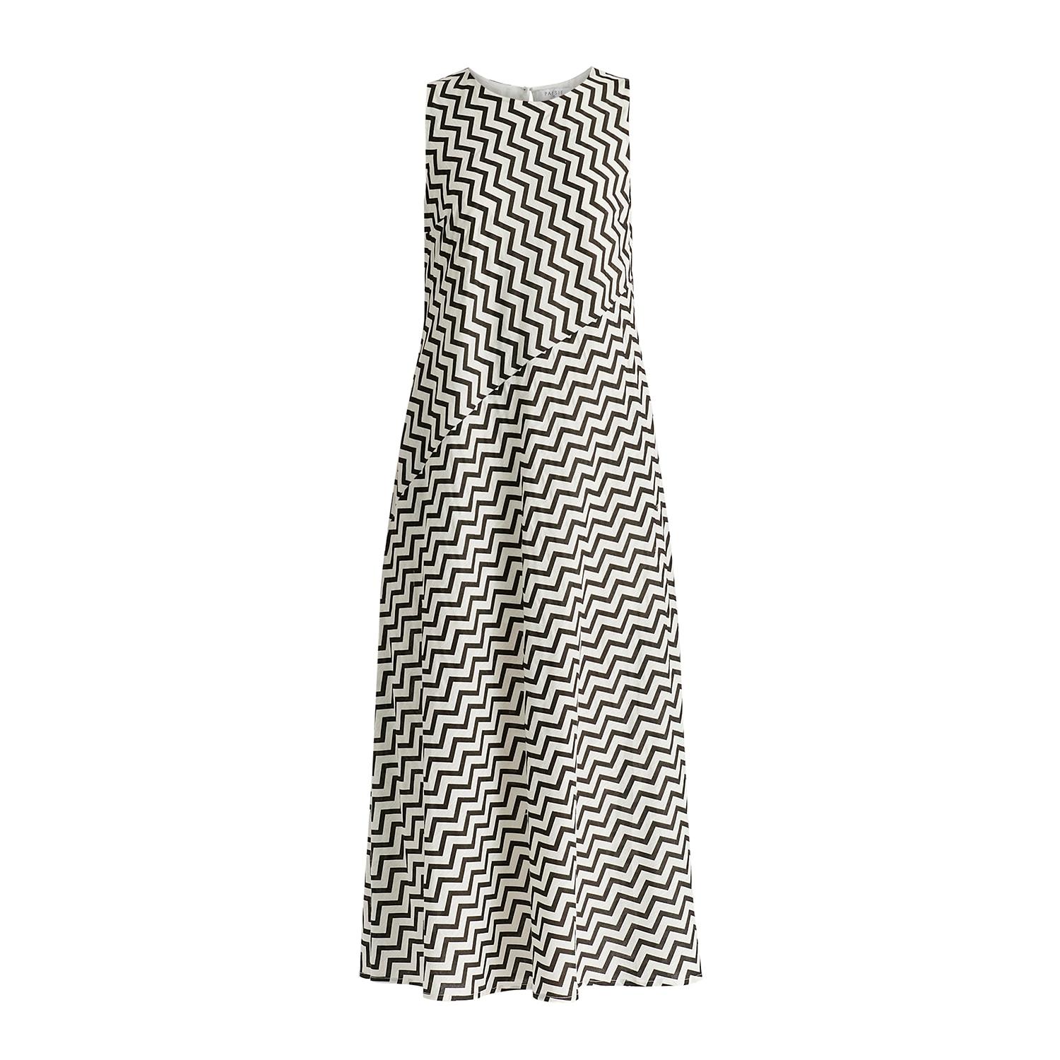 Paisie Women's A-line Midaxi Dress In Zigzag Pattern In White And Black