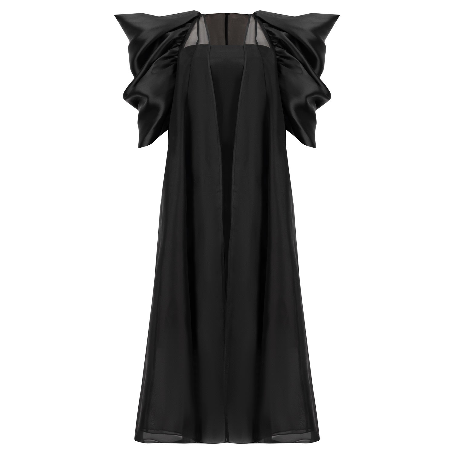 Women’s Pure Organza Abaya With Princess Cut With Exaggerated Puffed Gathered Sleeves One Size Azzalia