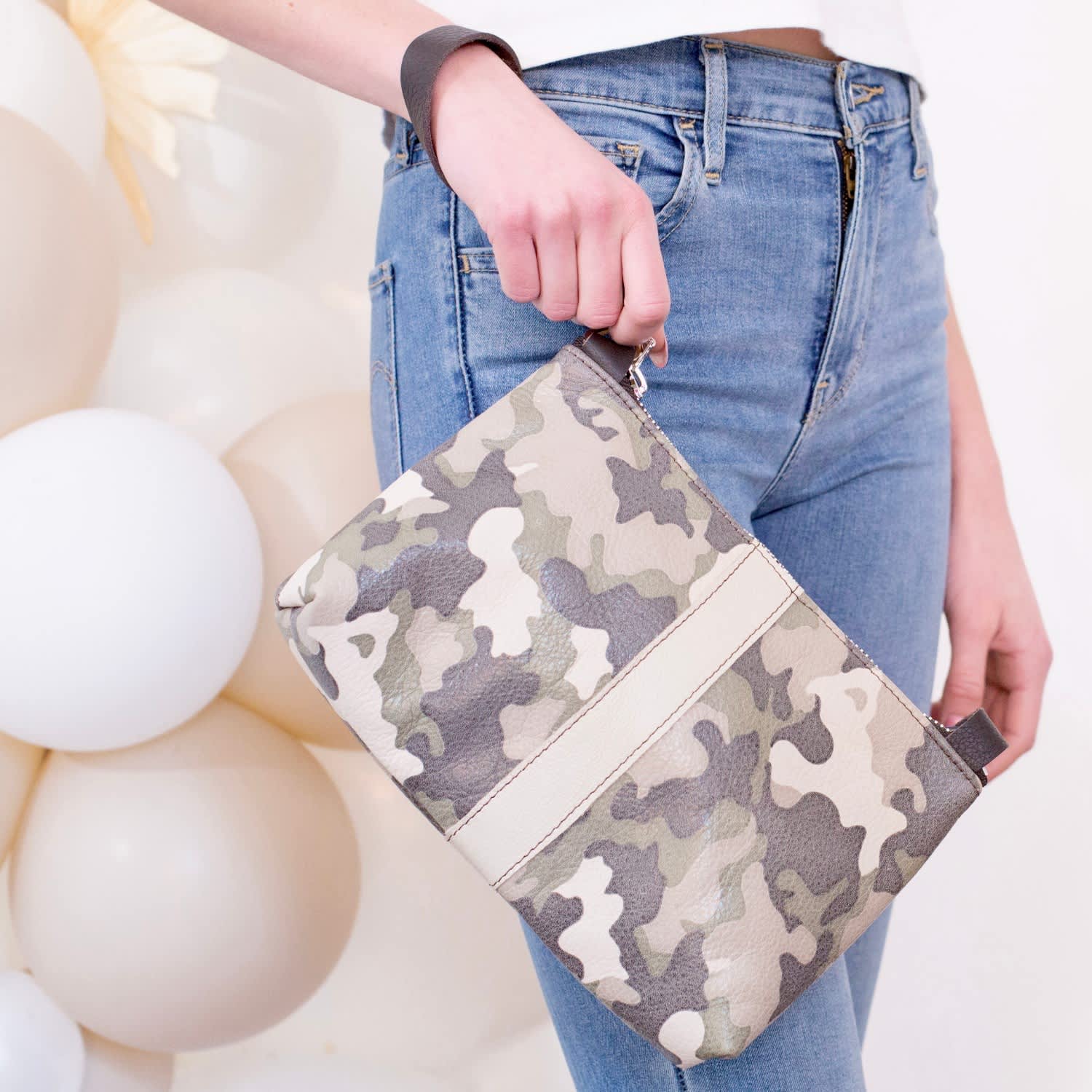 New Nancy Crossbody Bag In Stone Camo Lynn Tallerico Wolf & Badger