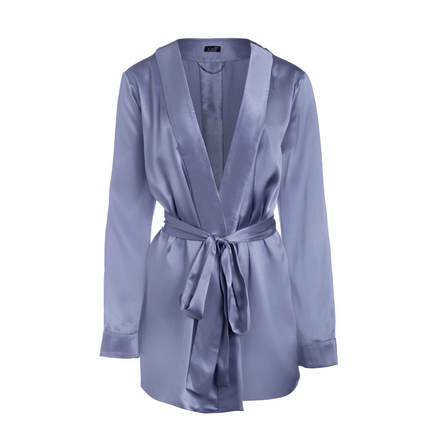Je Mérite (i Deserve) Women's Blue / Pink / Purple Lola Silk Short Robe In Periwinkle Blue In Blue/pink/purple