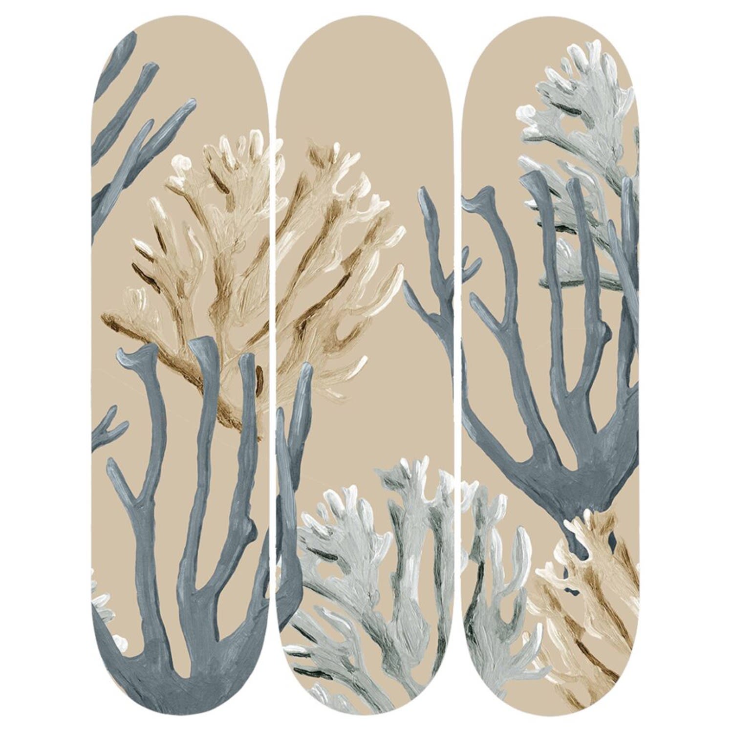 Skateboard Decks Wall Decor Blue Coastal Coral Set Of Three Catchii