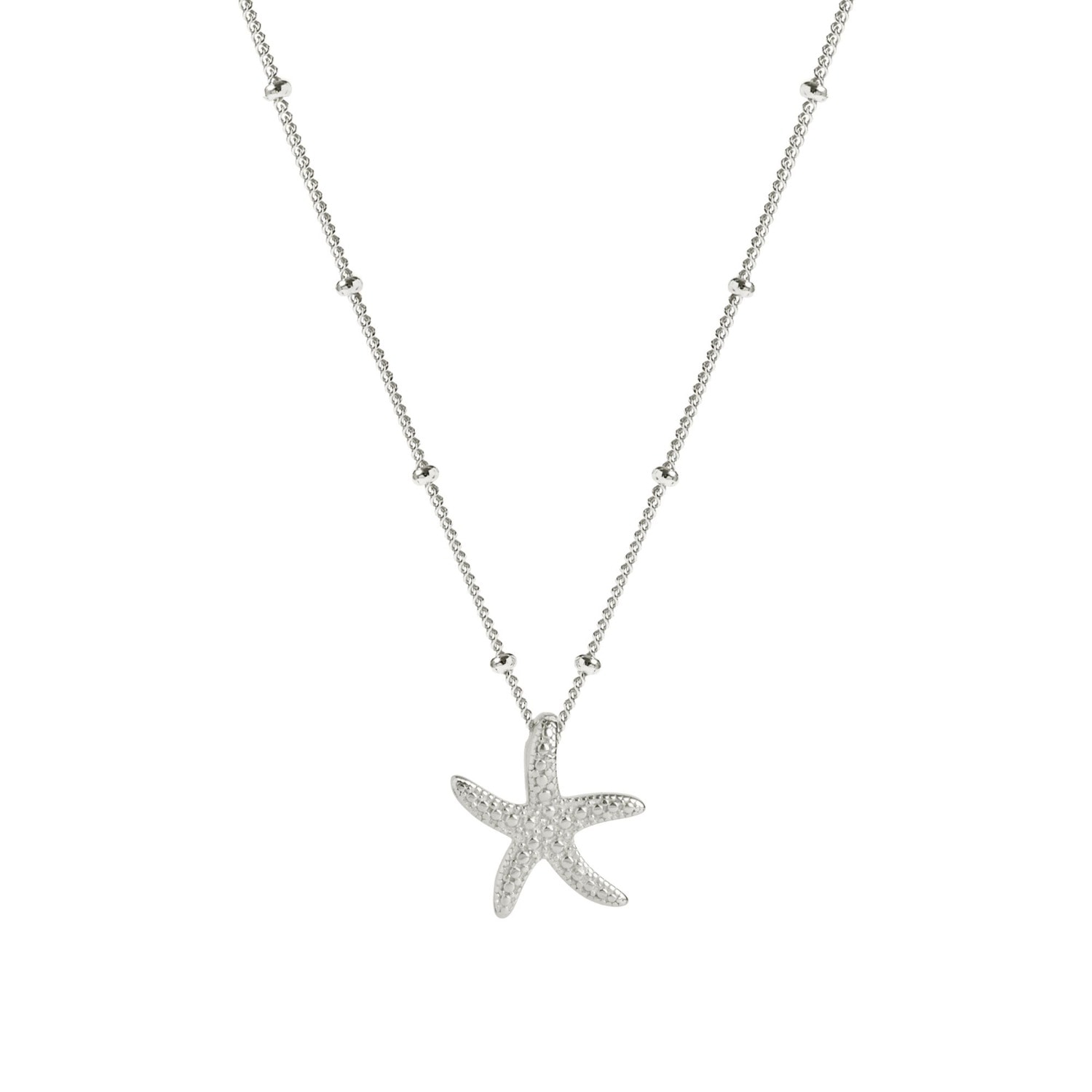 Muru Women's Silver Starfish Necklace With Bead Chain In Silver
