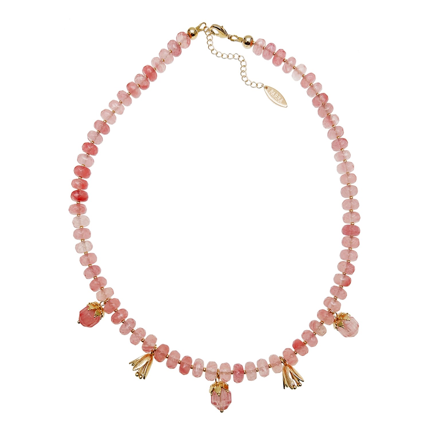 Farra Women's Pink / Purple Watermelon Quartz Beadings Necklace In Multi
