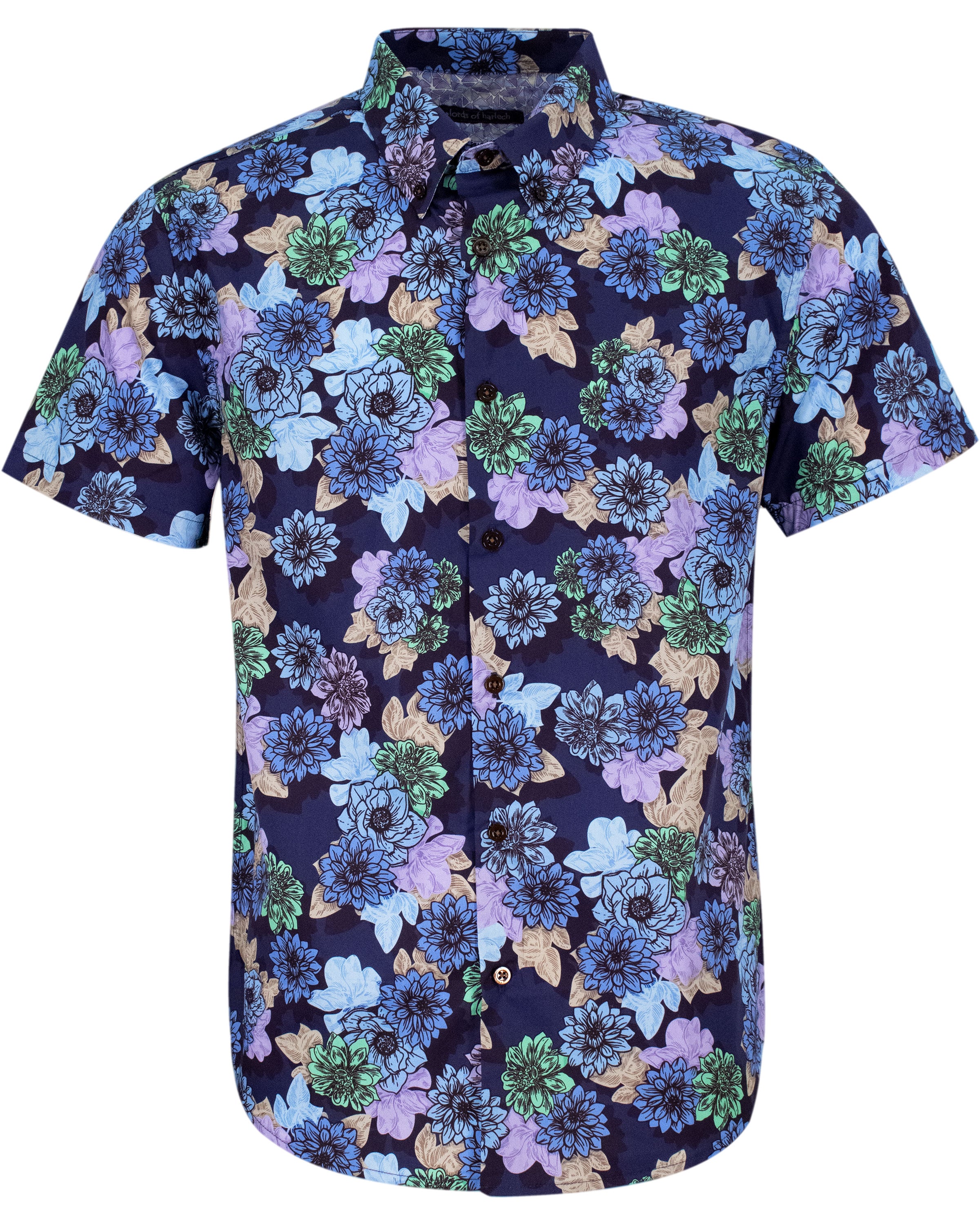 Men’s Blue Tim Snap Floral Shirt - Navy Extra Large Lords of Harlech