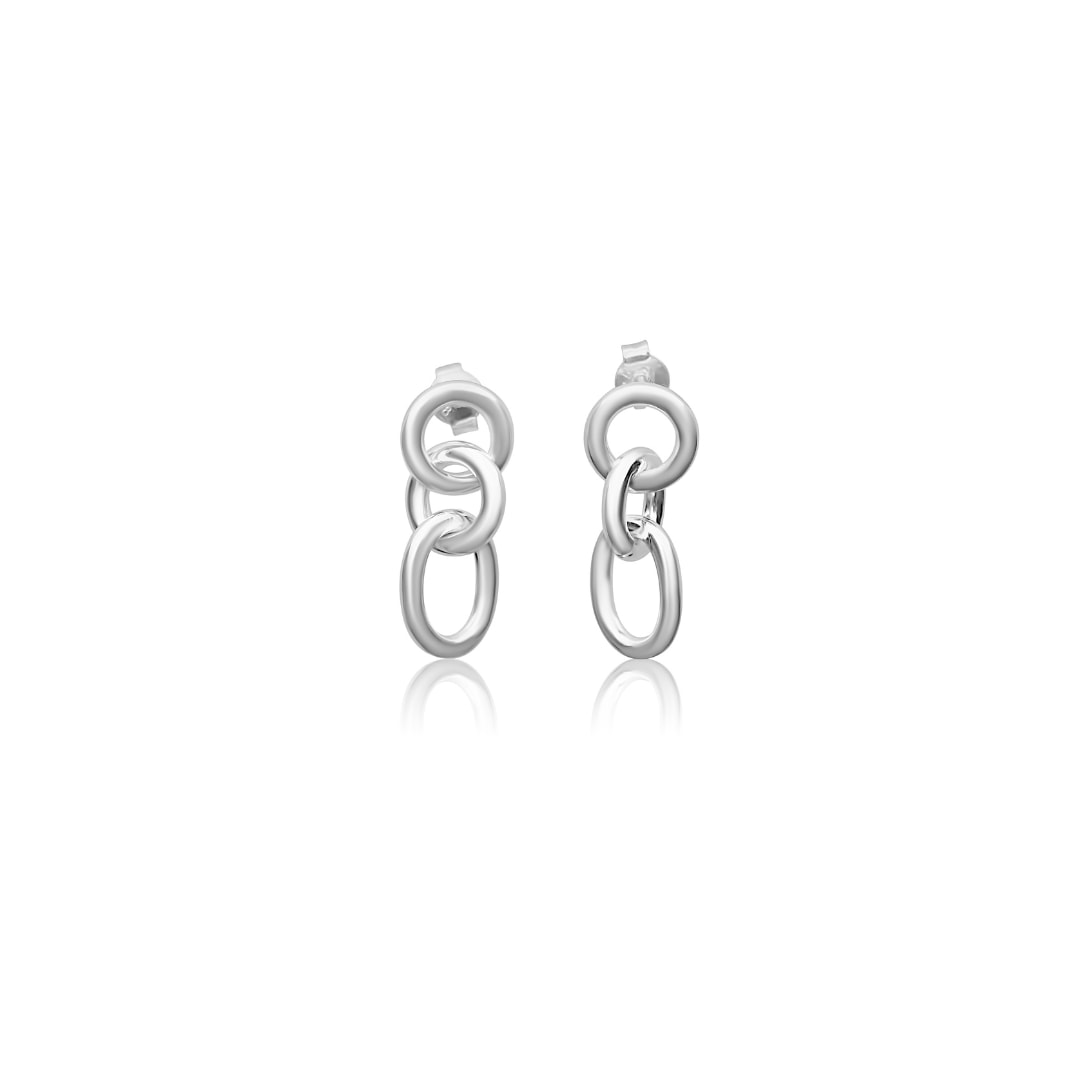 Fv Jewellery Women's Silver Bijoux Triple Link Earrings