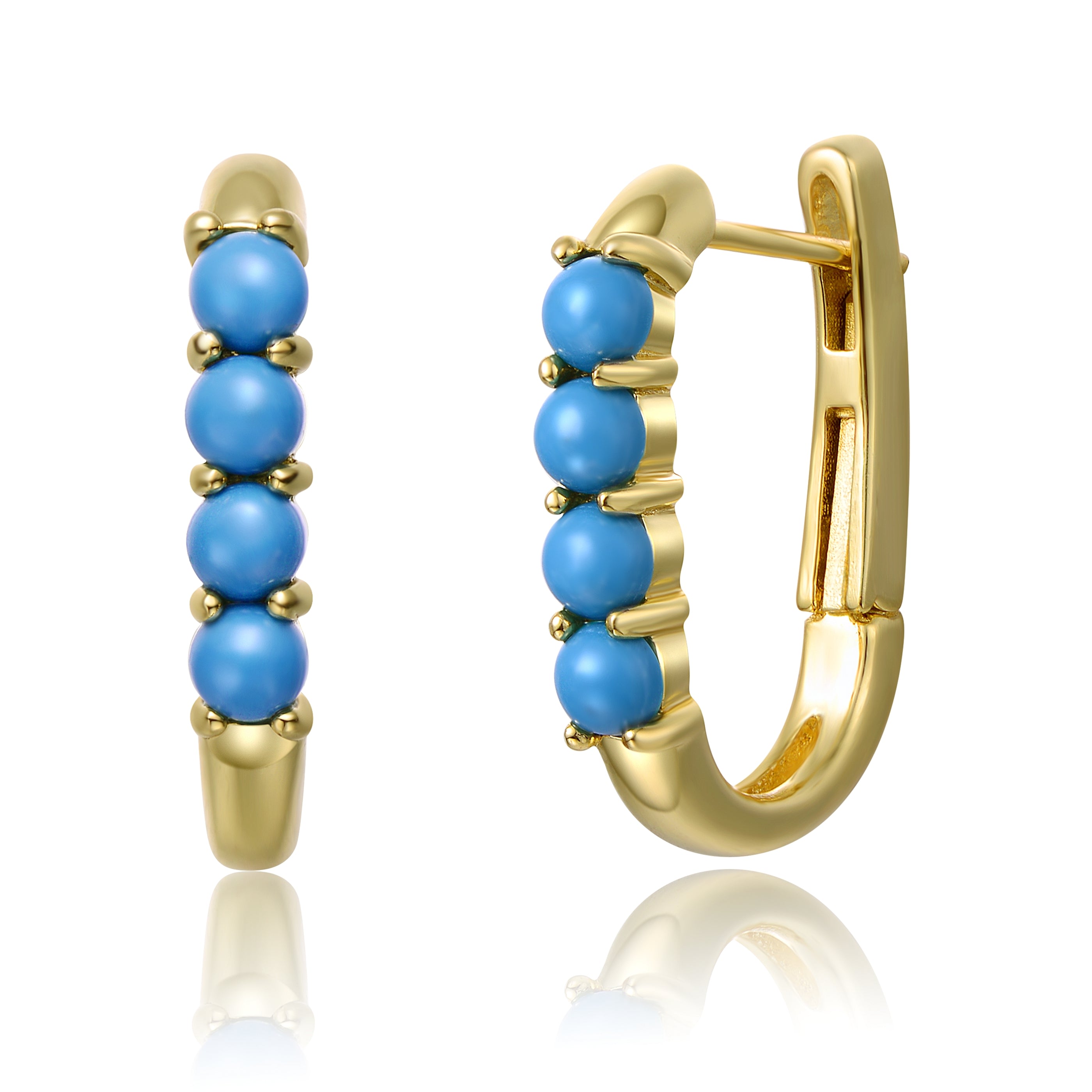 Women’s Gold / Blue Provence Boho Nano Turquoise Blue Hoop Earrings Genevive Jewelry