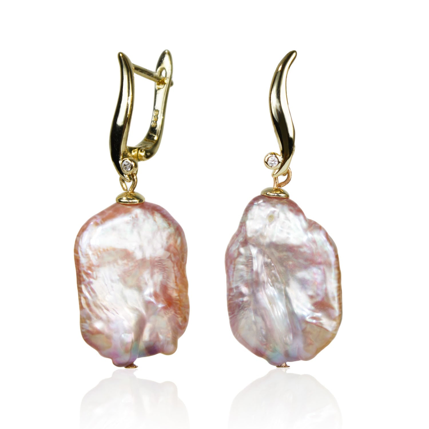 Mayfair Pearls Women's Pink / Purple / Rose Gold Blush Wave Baroque Pearl Earrings