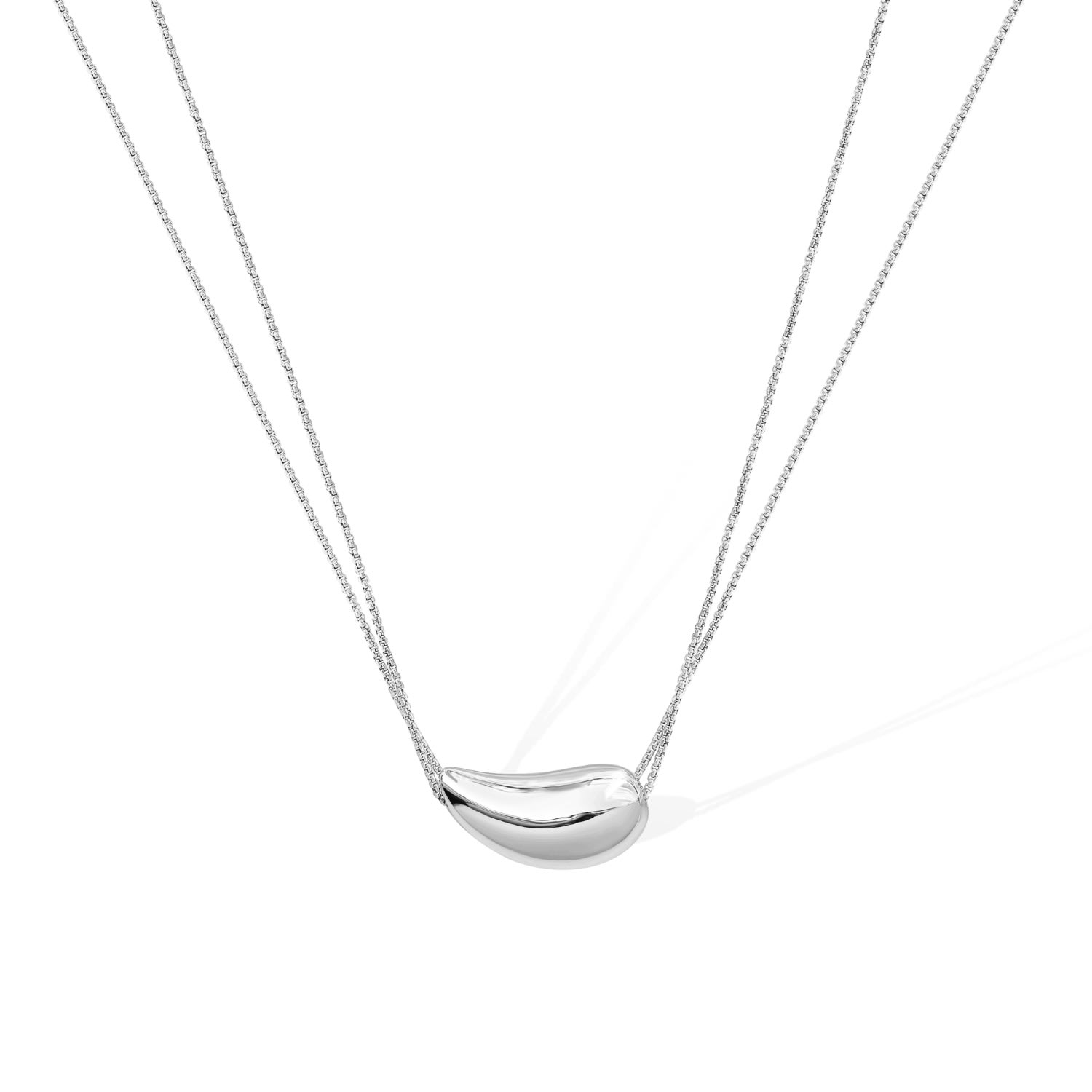 Retro Chic Women's Drop Necklace - White Gold Plated