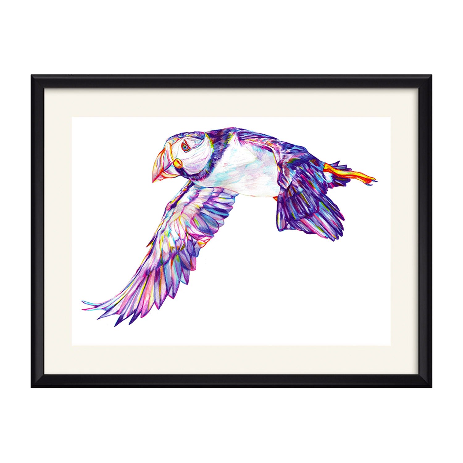 Pink / Purple Puffin Art Print Claudine O’sullivan Illustration & Design