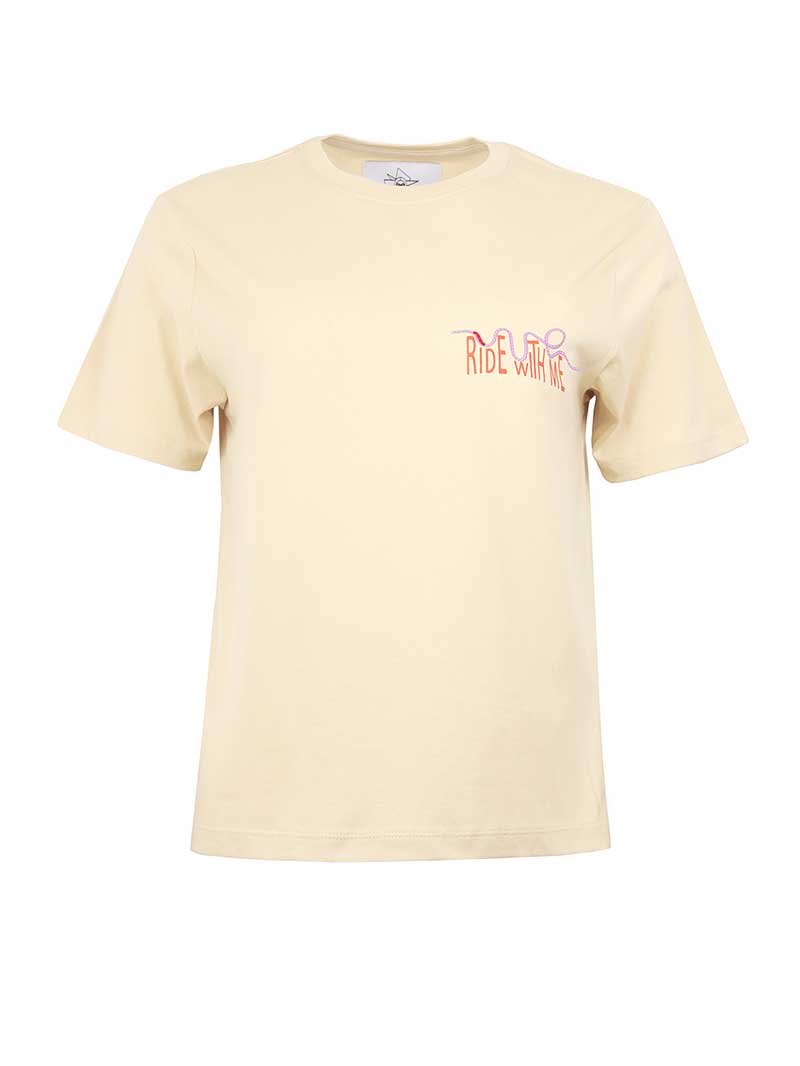 Blonde Gone Rogue Women's Neutrals Roller Coaster Graphic Print T-shirt, Organic Cotton, In Beige