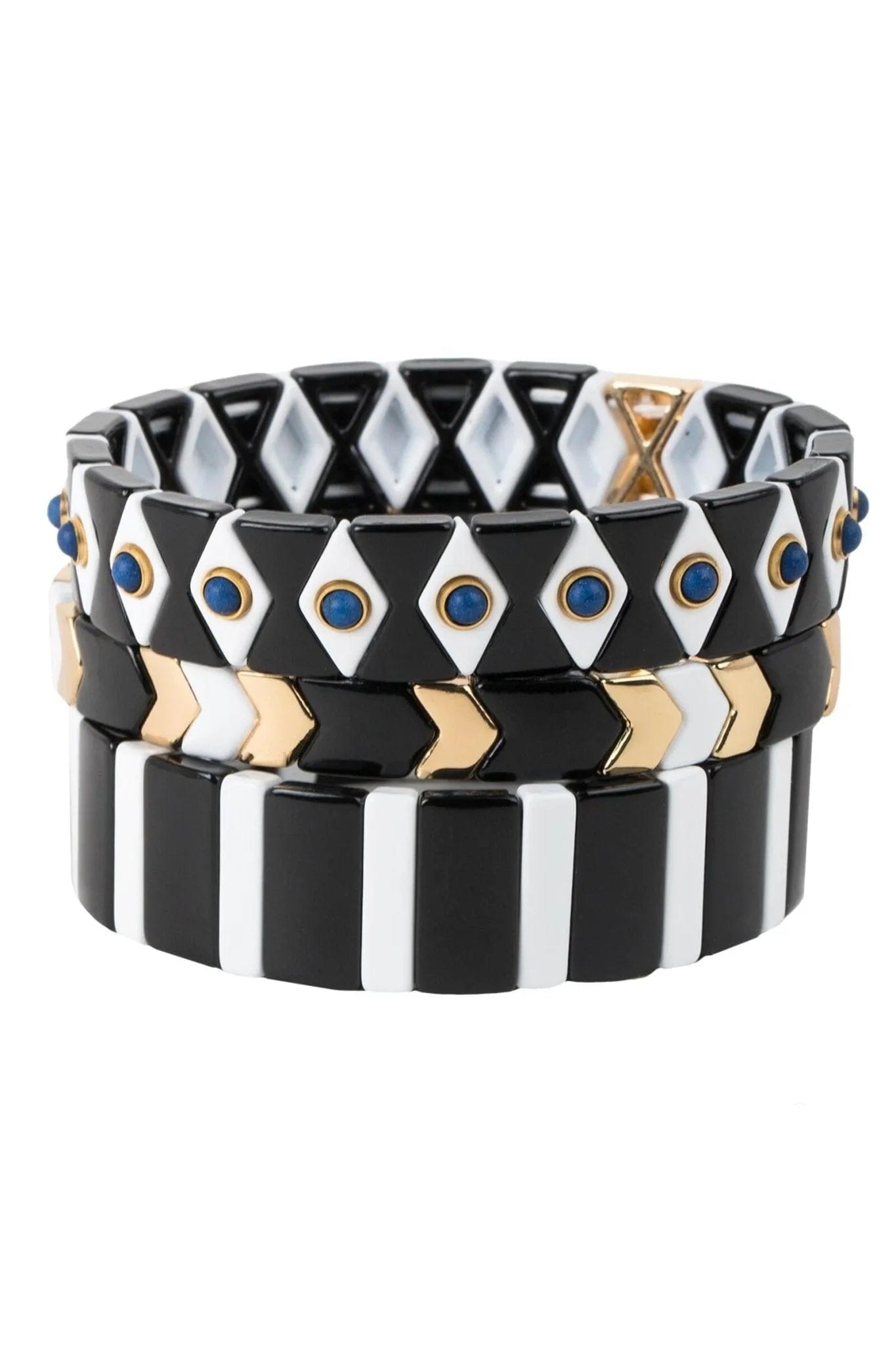 Saachi Women's Black Art Deco Bracelet Set