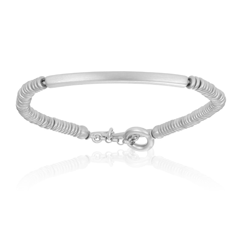 Double Bone Bracelets Men's Silver White Gold Tag Beads Bracelet Unisex In Metallic