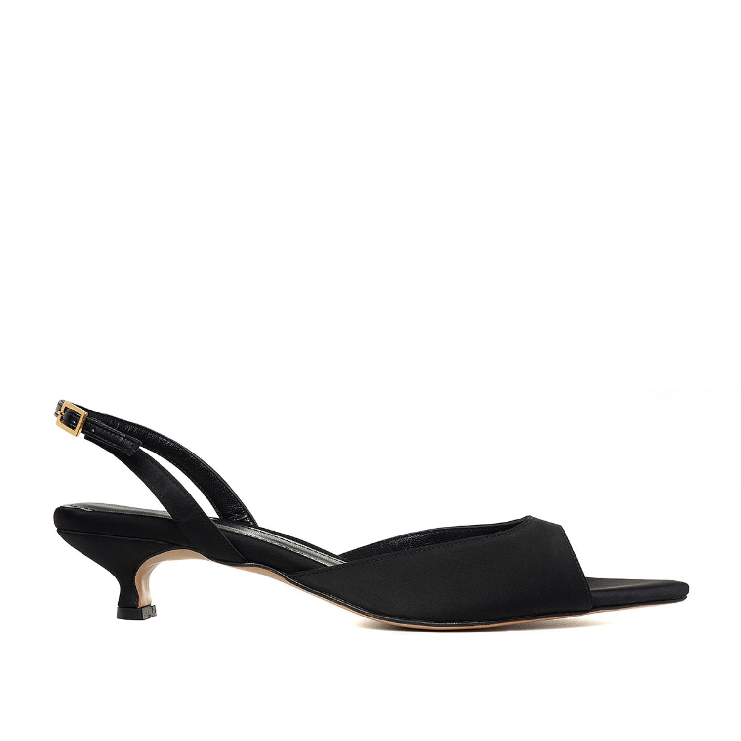 Women's Vicky Black Sandals - Kitten Heels | 4 Uk | Ginissima