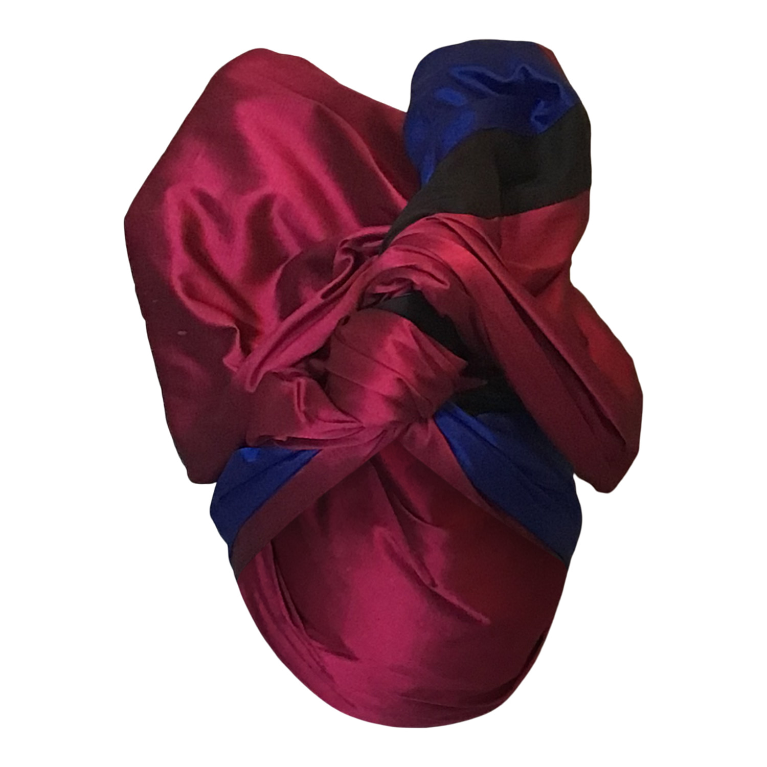 Women's Blue / Black Twisturban Turban Silk Shantung Royal/ Black/ Claret One Of A Kind | Romer Millinery