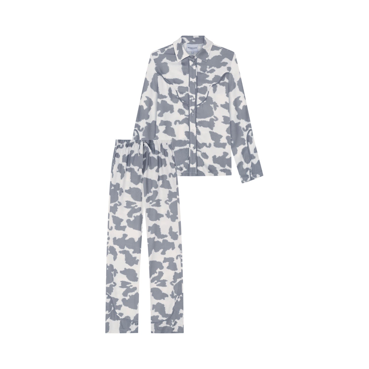 Women’s Grey Texas Cow Long Pajama Set Medium Seliarichwood