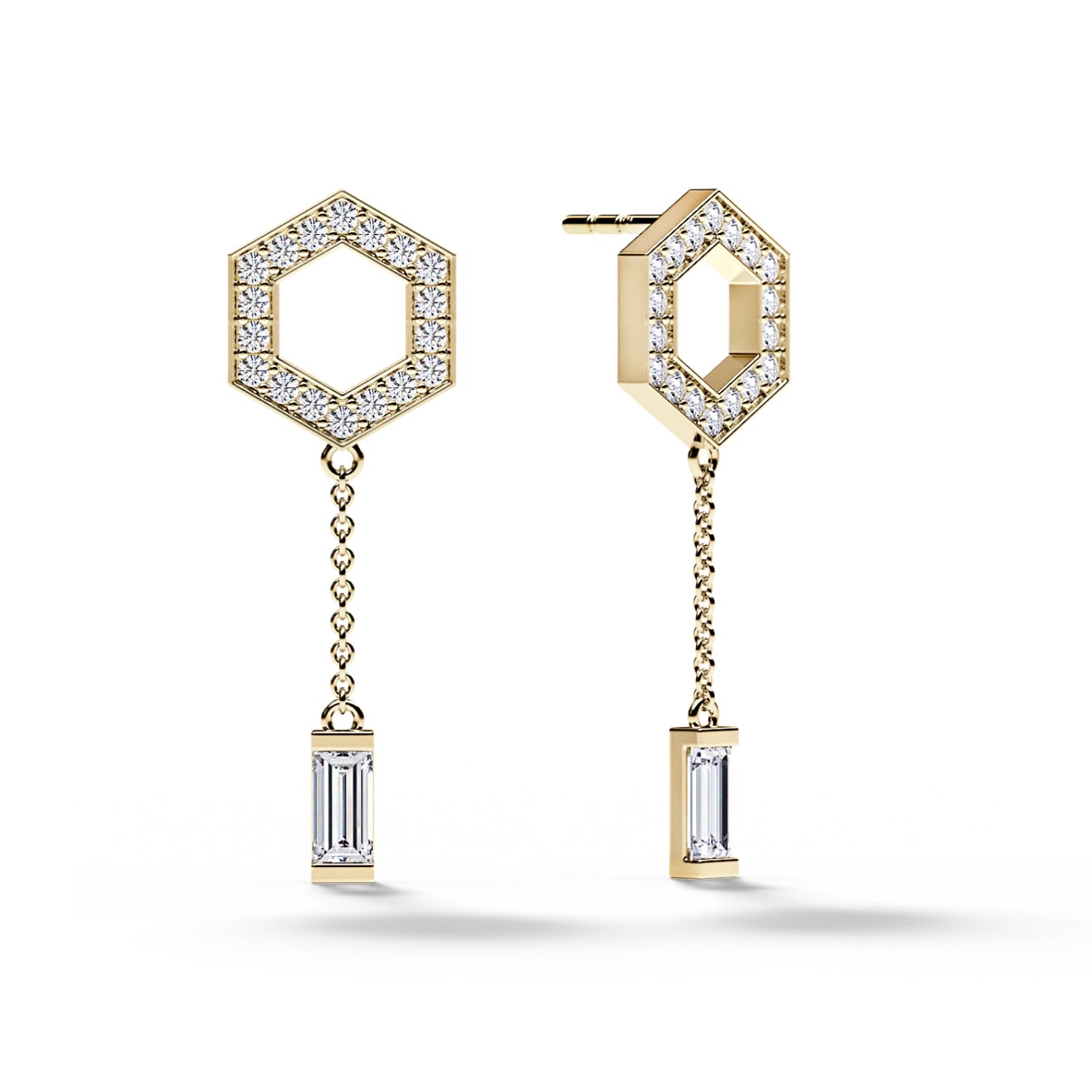 Women’s The Tyra Baguette Drop Earrings - Gold Ora Ana