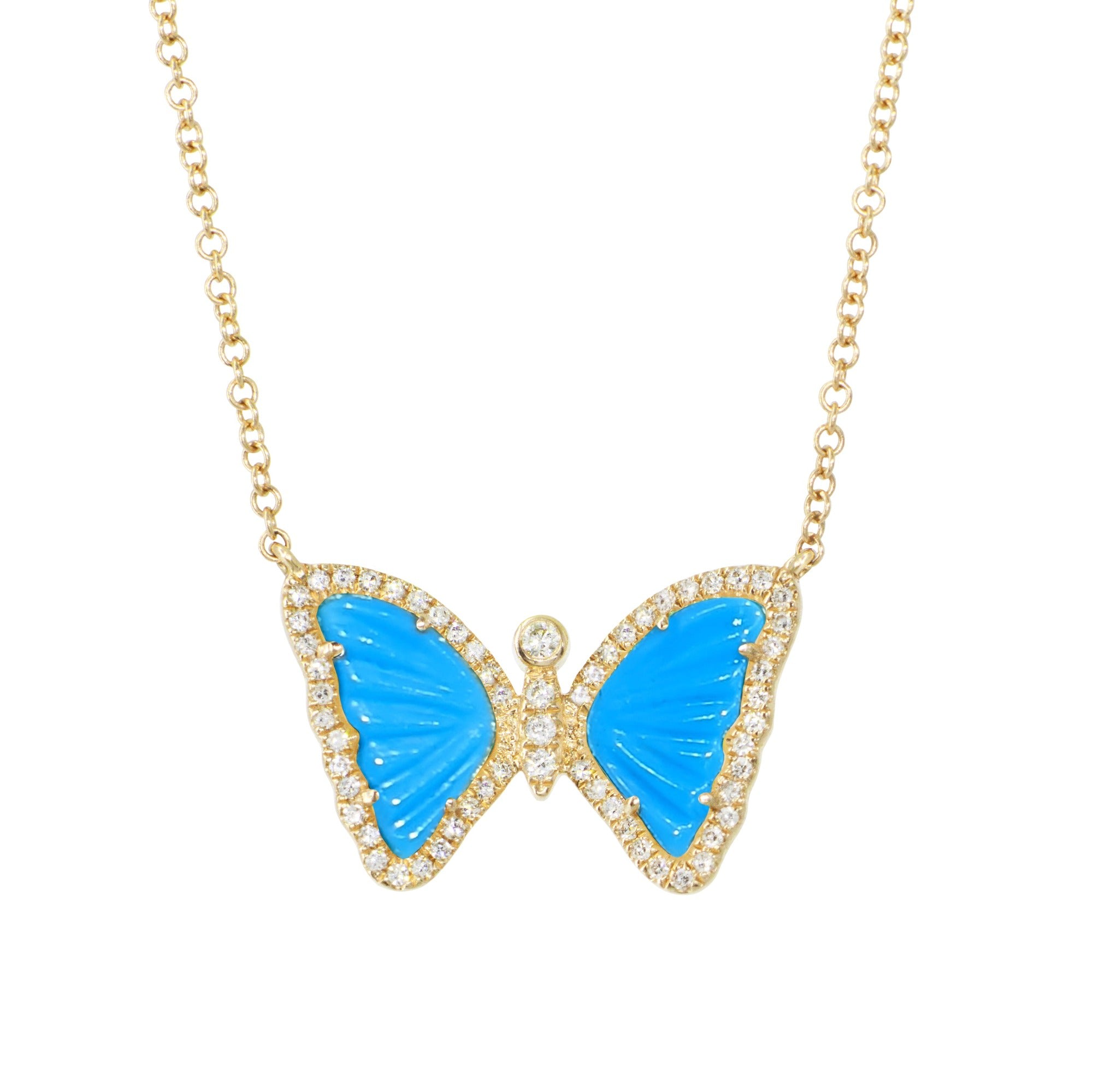 Women’s Mini Turquoise Butterfly Necklace With Diamonds Kamaria