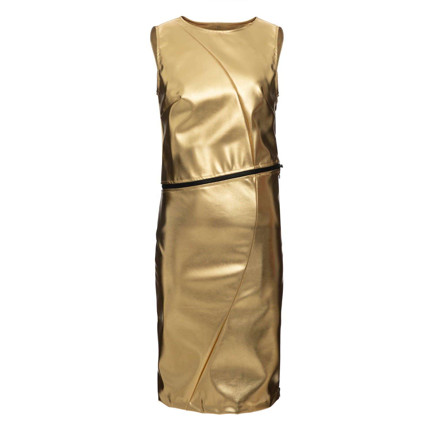 Women’s Tech Pelle Detached Skirt Top Dress Golden Medium Balletto Athleisure Couture