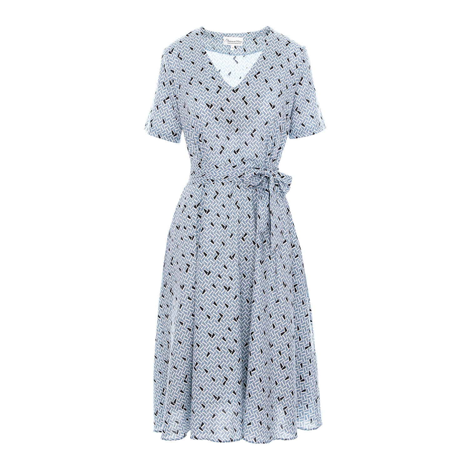 Couture De Marie Women's Riley Light Blue Abstract Print Viscose Dress