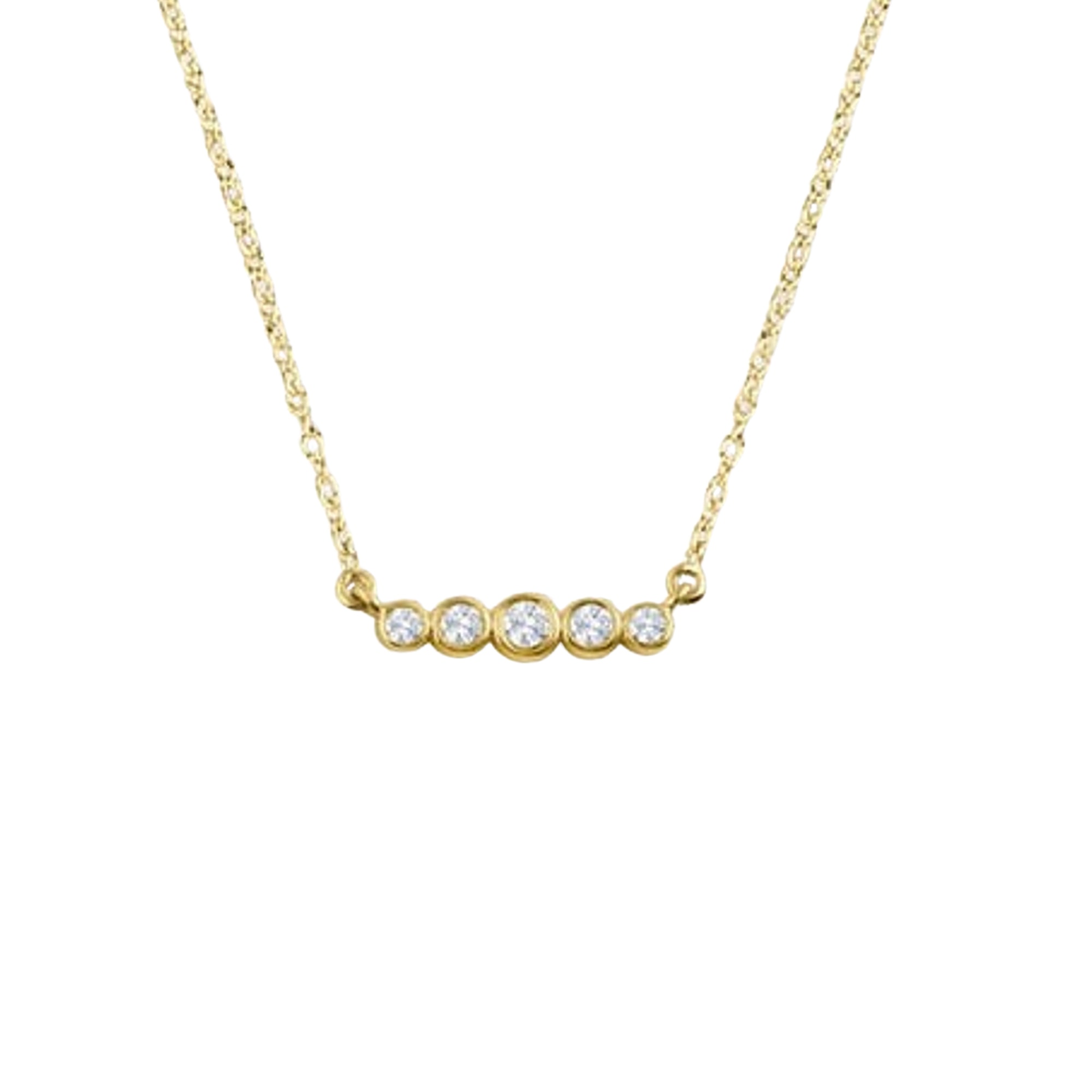 Lily Flo Jewellery Women's Gold Circinius 5 Diamond Bar Necklace