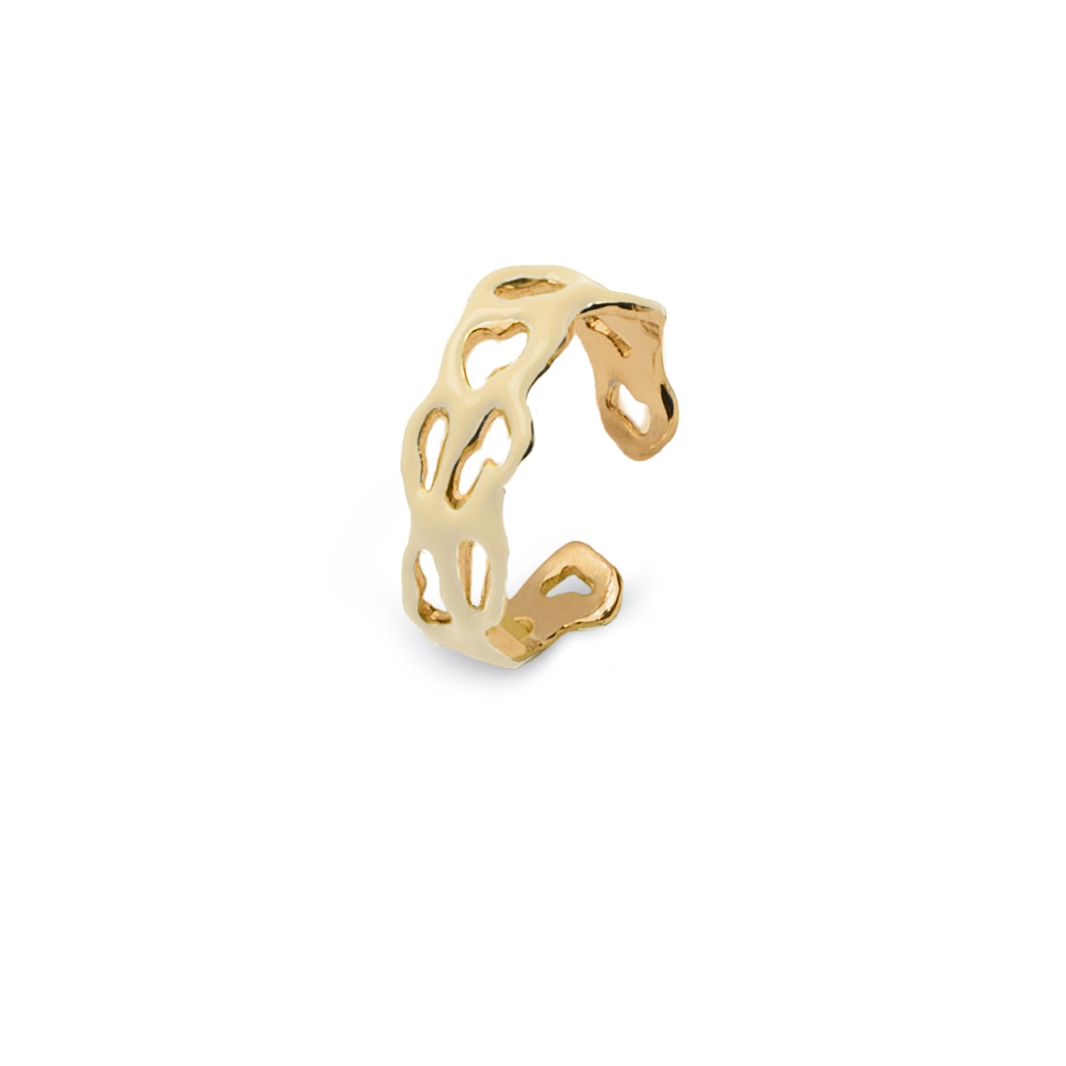 Women’s Gold / White Midi Ring Cream, Knuckle Ring Generazione Zordan
