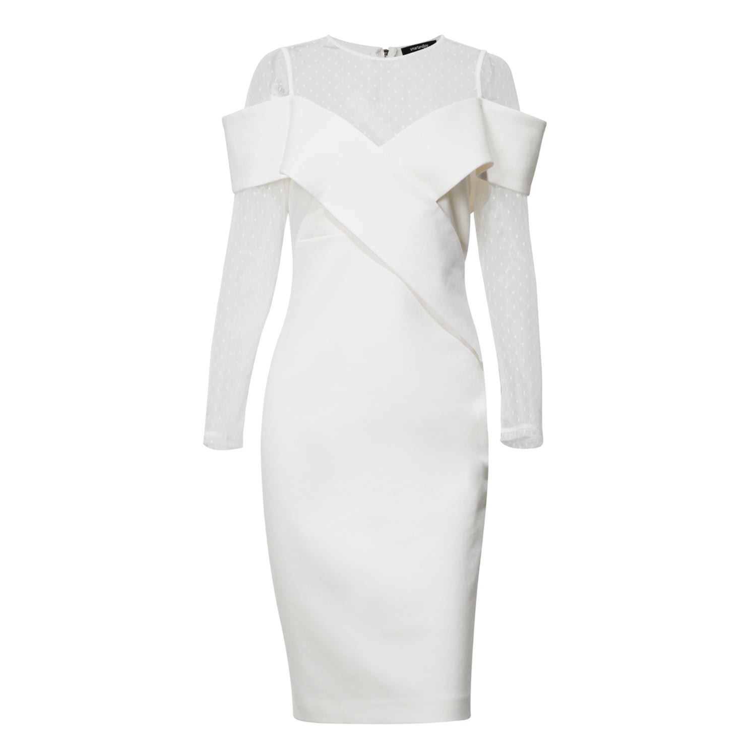 Smart And Joy Women's White Bobycon Bardot Dress In White