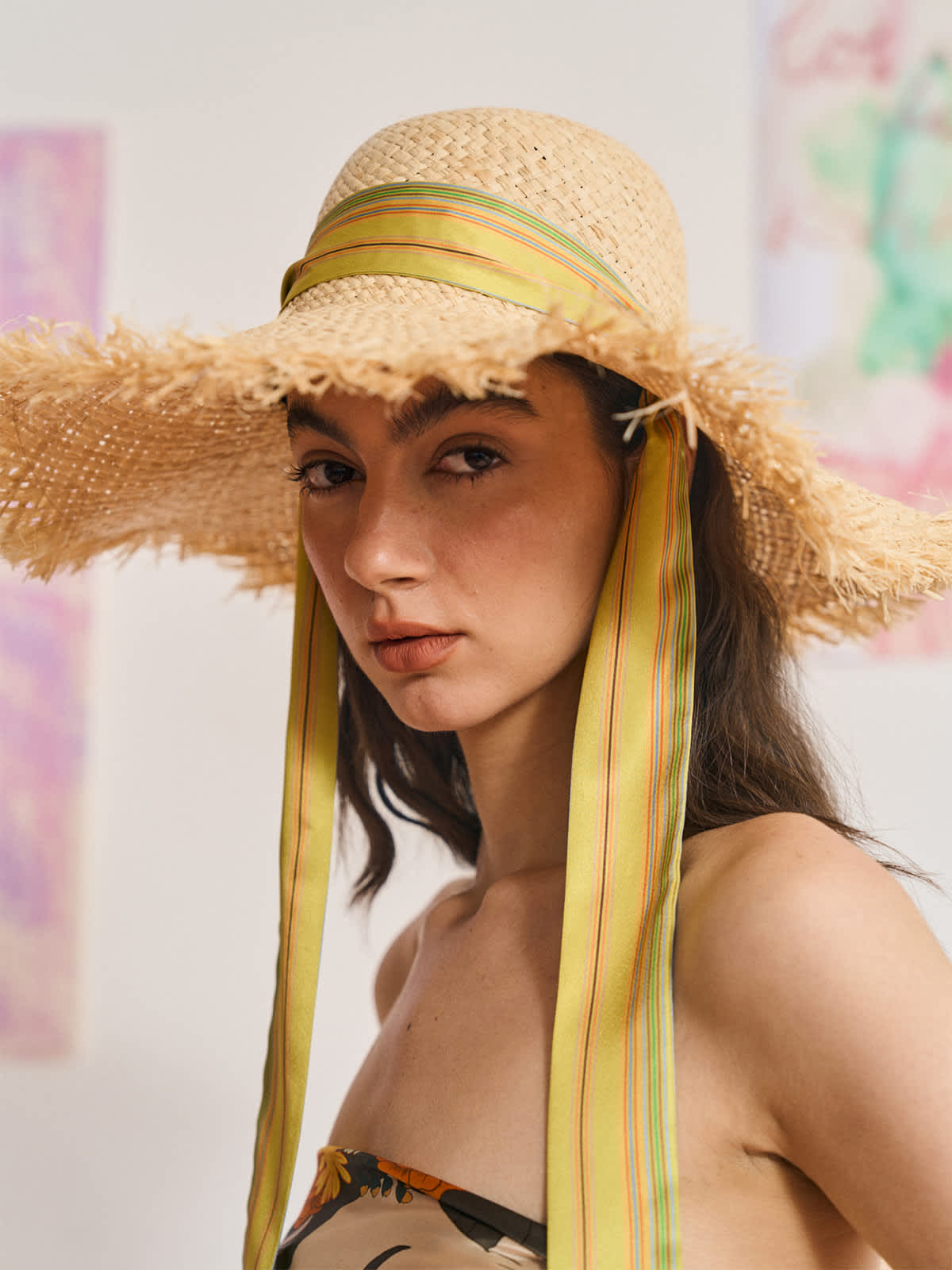 sun hat with ribbon tie