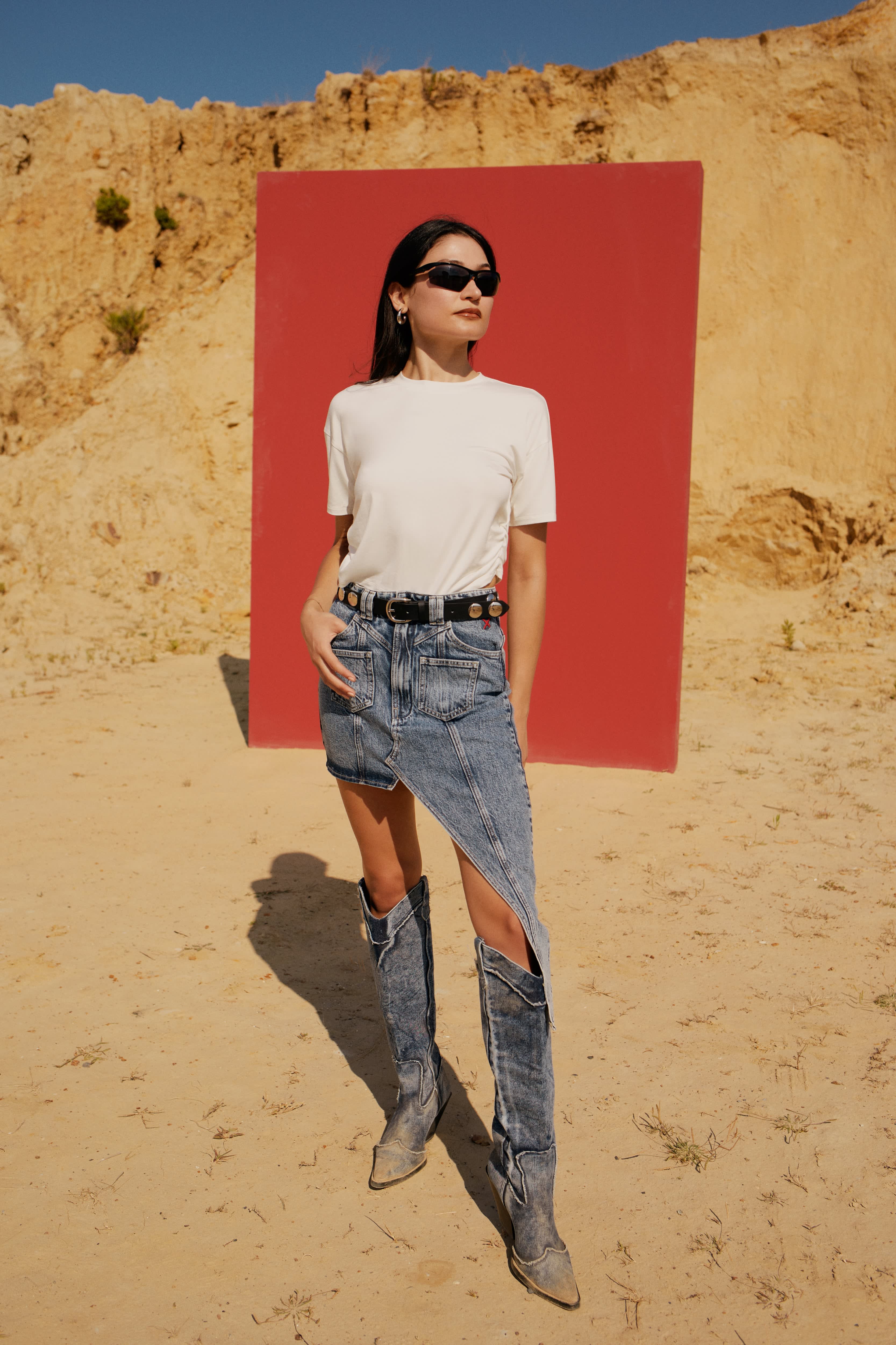 スカート heaven Distressed Knit Skirt heaven Free Heaven Cut Out Denim Skirt - Asymmetric | PCFG | Wolf & Badger