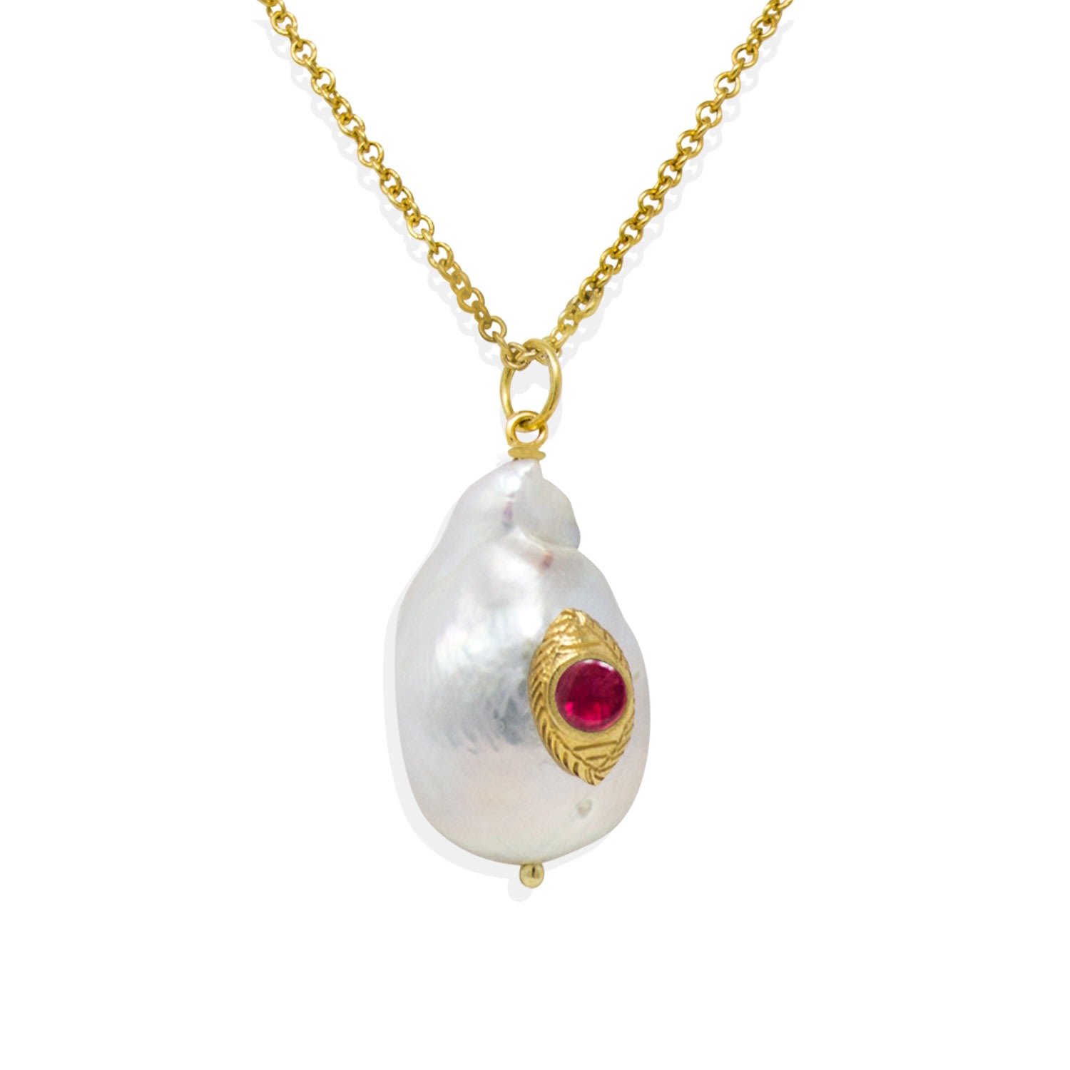 Vintouch Italy Women's Gold The Eye Pink Ruby Pendant Necklace In Gold