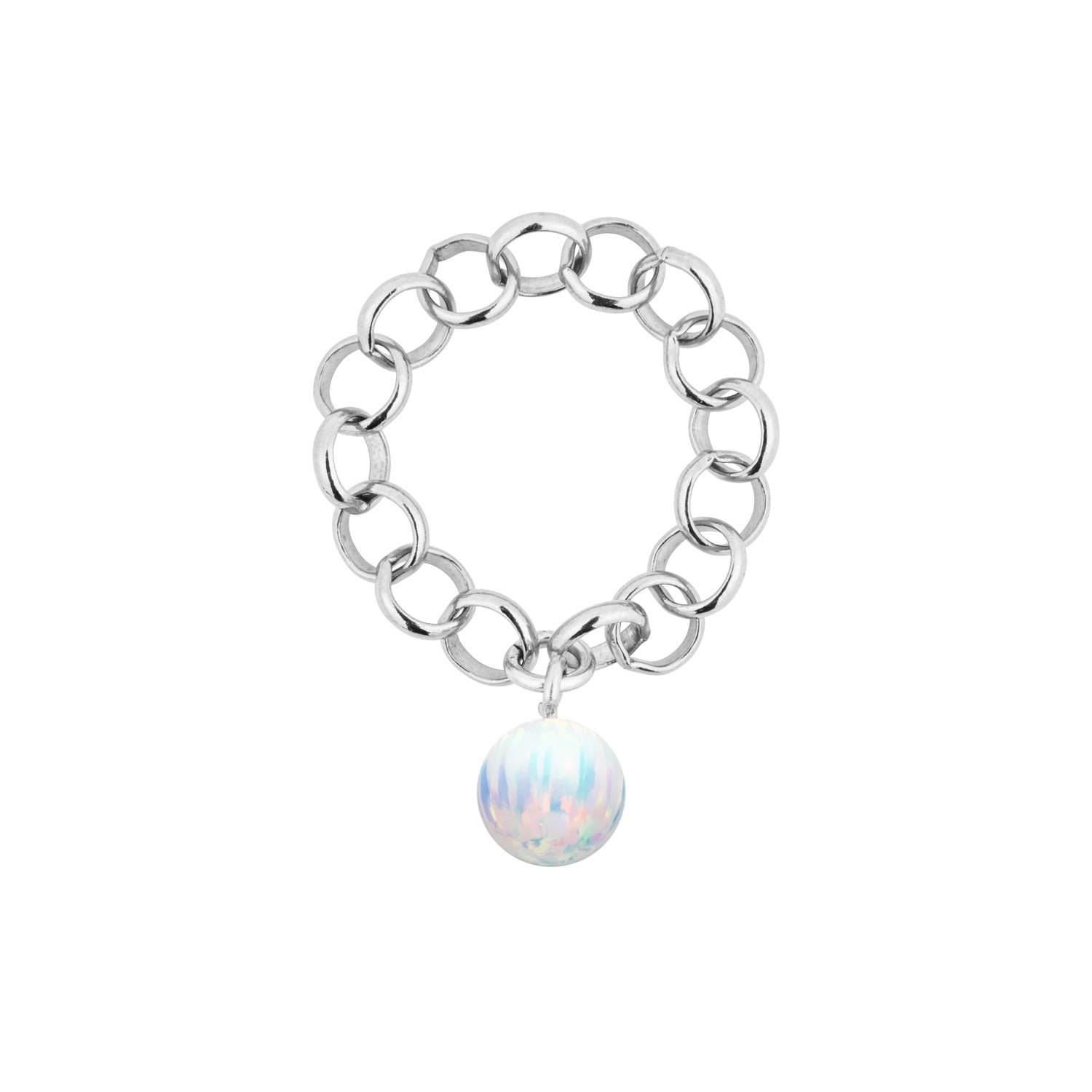 Ora Pearls Women's Aelia Ice Opal Chain Ring - Silver In Gray