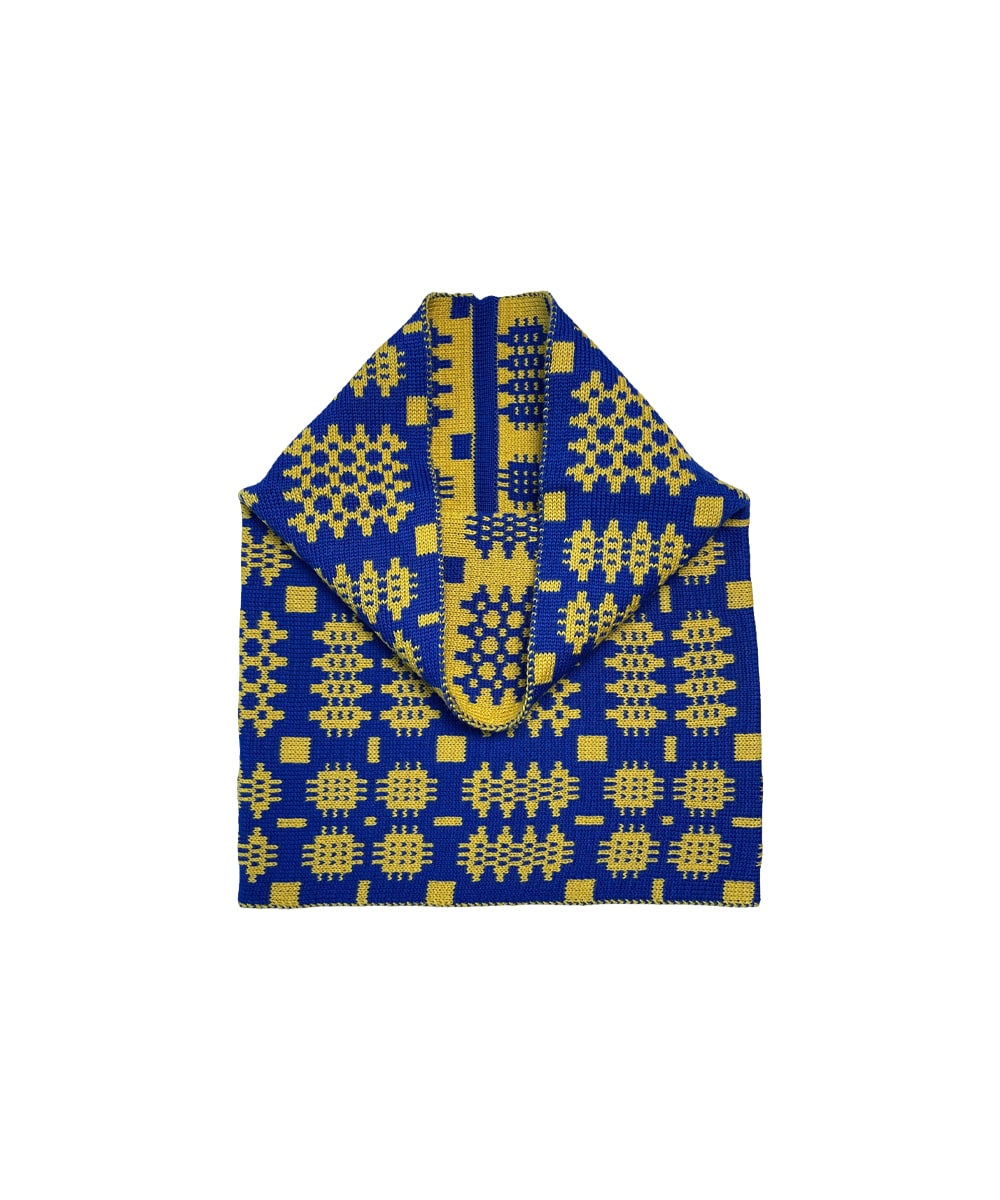 Mabli Women's Gold / Blue Carthen Merino Tube Scarf  - Sapphire / Gold In Blue